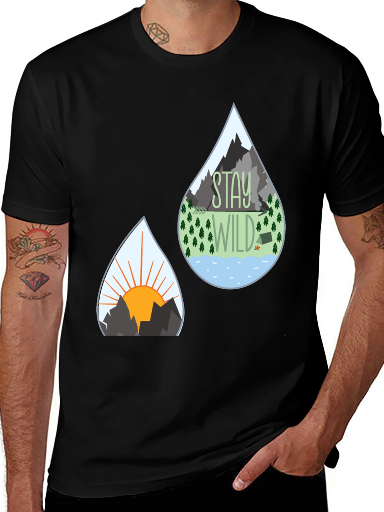 Variant 10 of Stay Wild Nature Graphic Men's Black T-Shirt