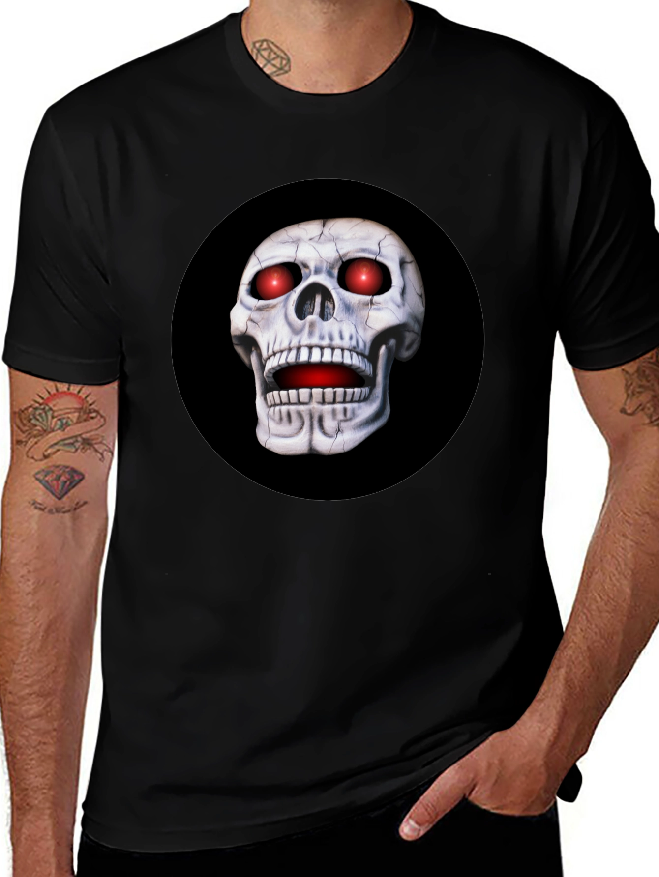 Variant 28 of Skull Graphic T-Shirt - Red Eyes Black Tee