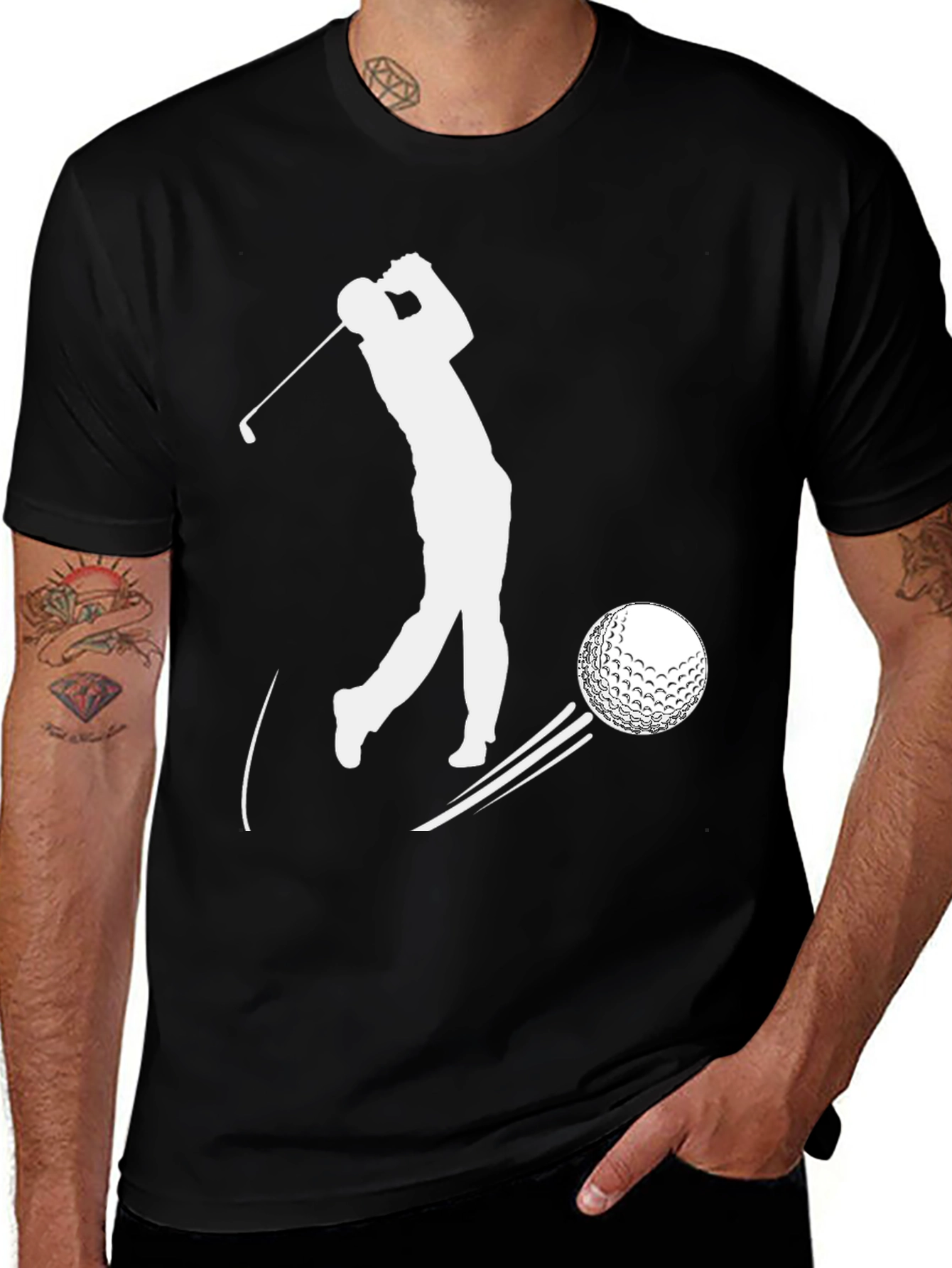 Variant 11 of Golf Swing T-Shirt - Black Tee with Golfer Design