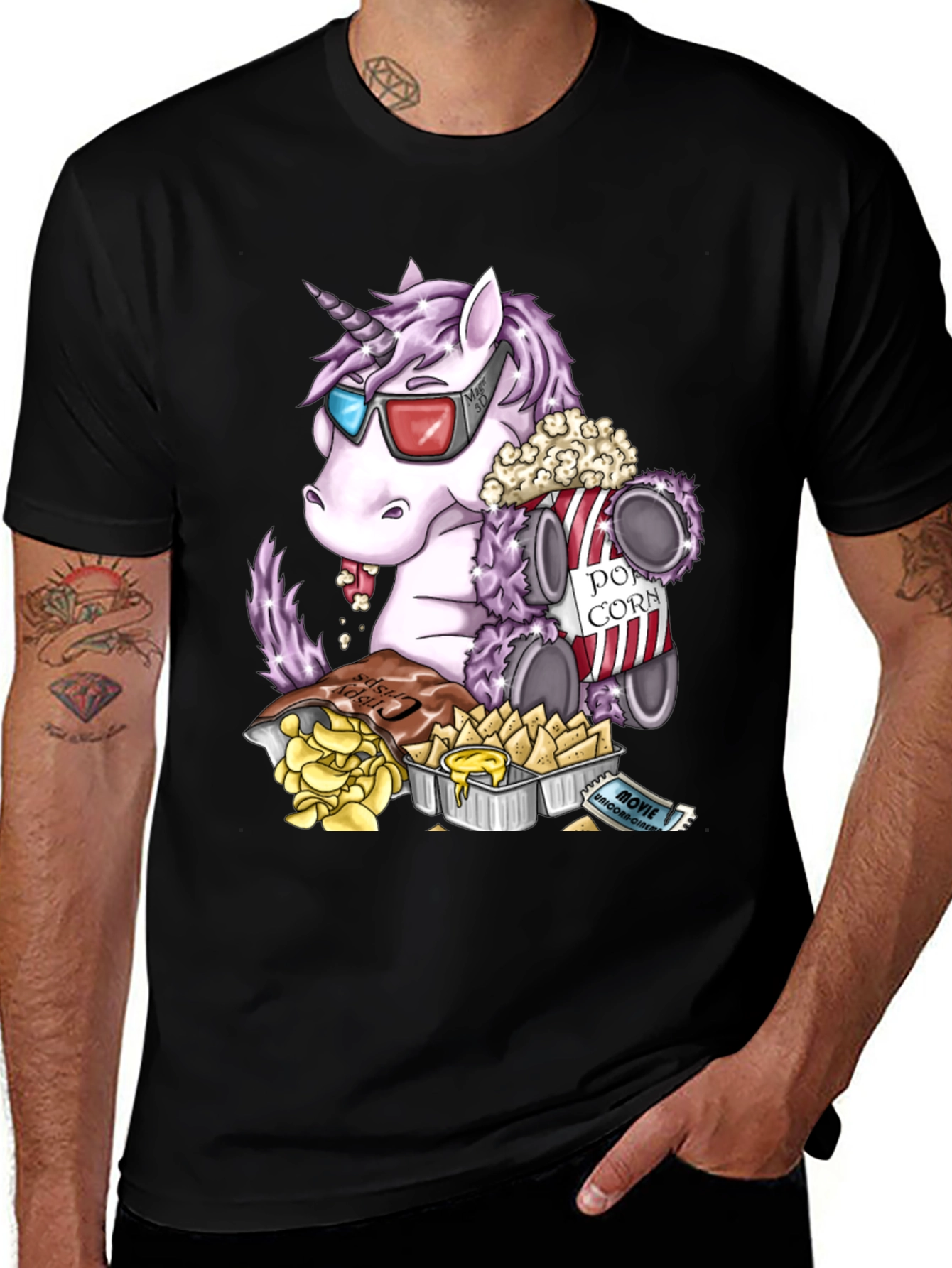 Variant 5 of Unicorn Movie Night Graphic Tee