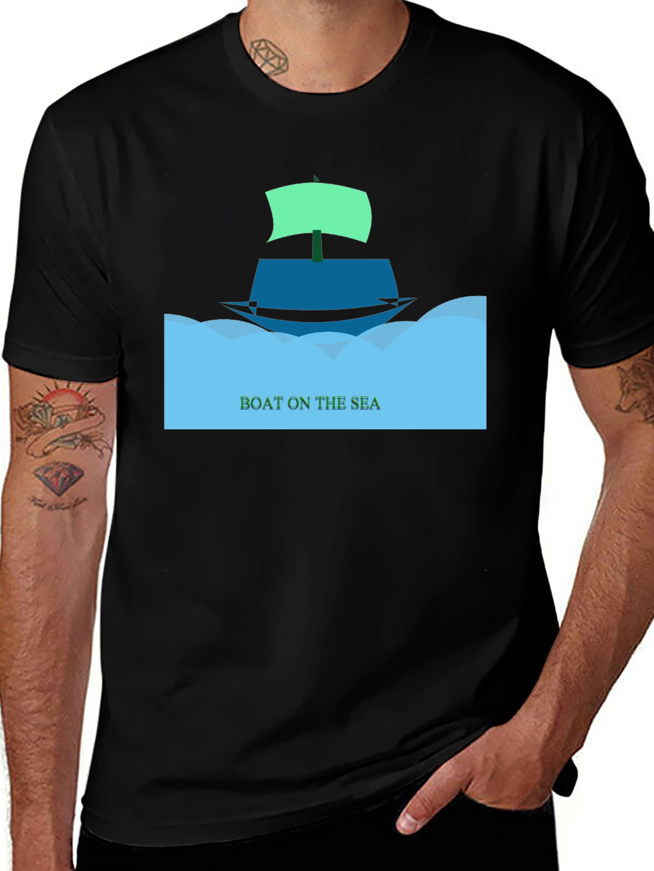 Variant 30 of Boat On The Sea Graphic T-Shirt - Black