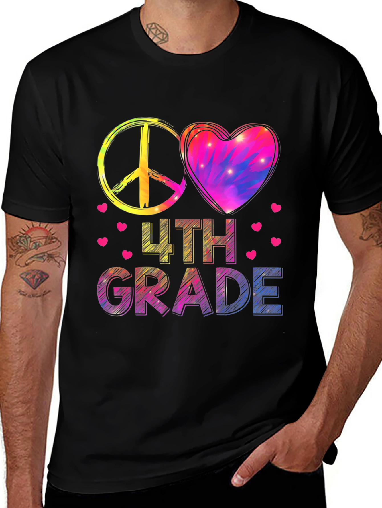 Peace Love 4th Grade Tie Dye T-Shirt