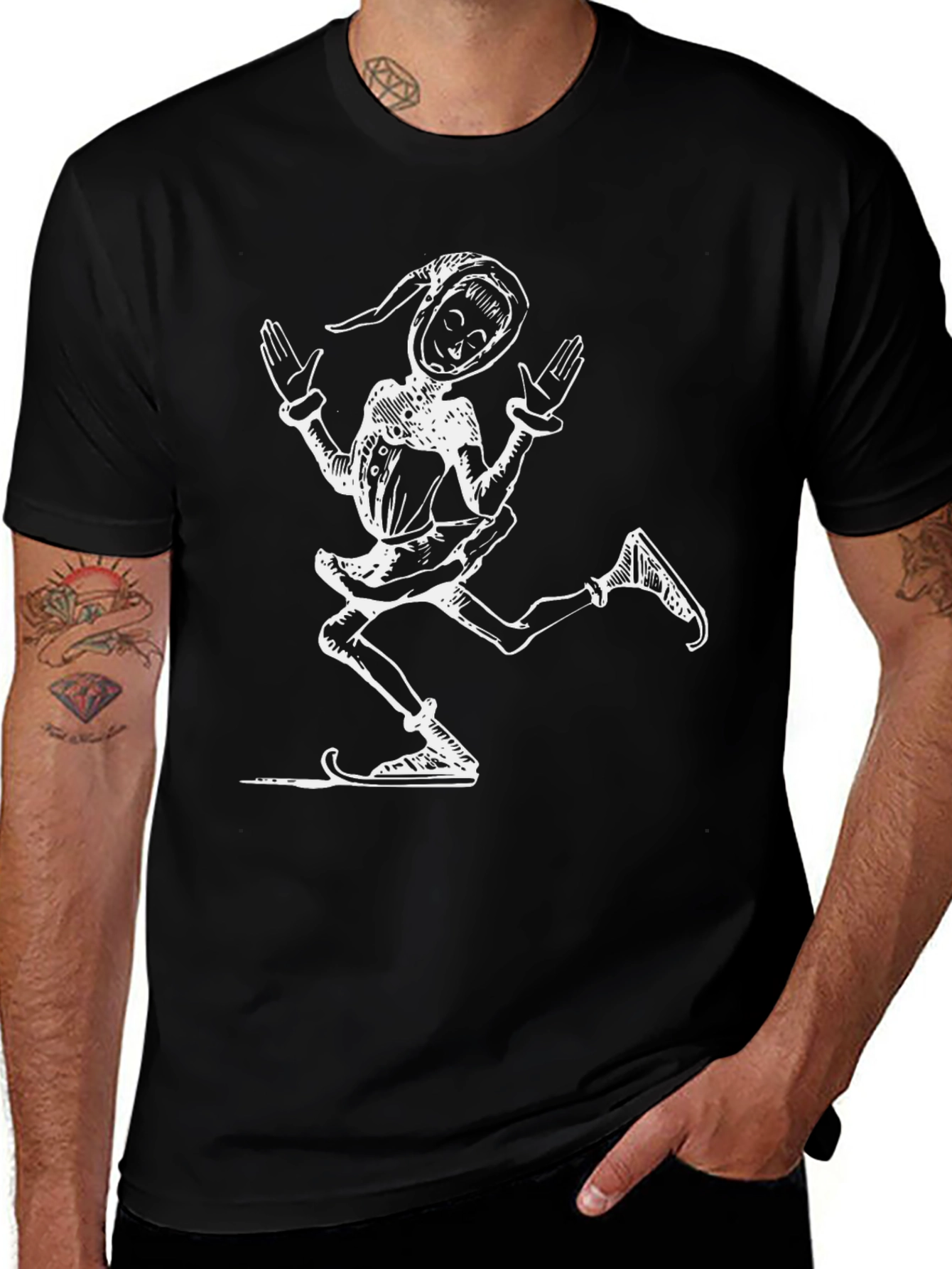 Variant 5 of Retro Jester Graphic Tee - Black Cotton T-Shirt