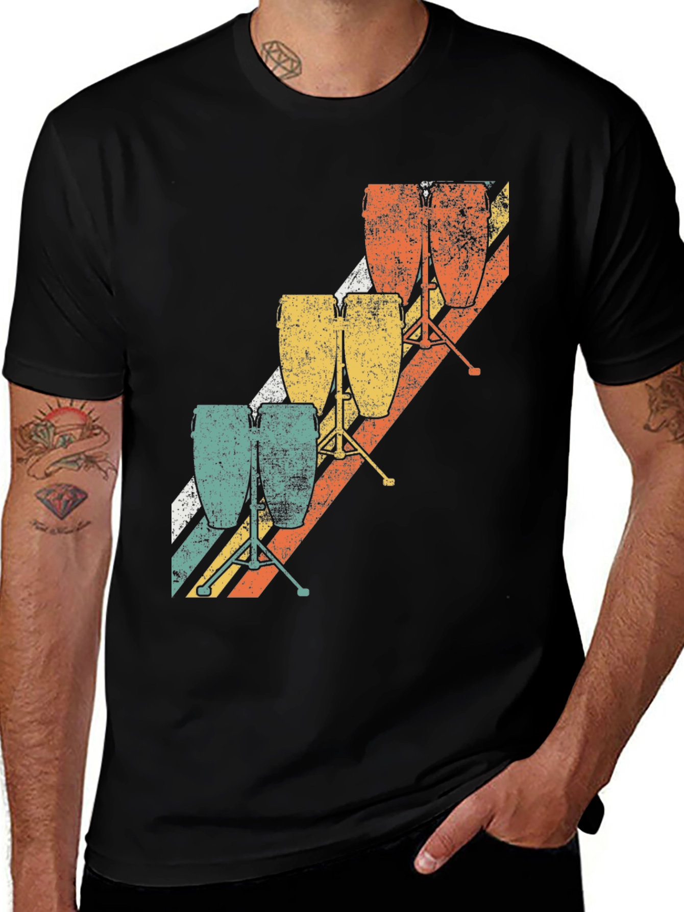 Variant 10 of Retro Drum T-Shirt Vintage Percussion Music Tee