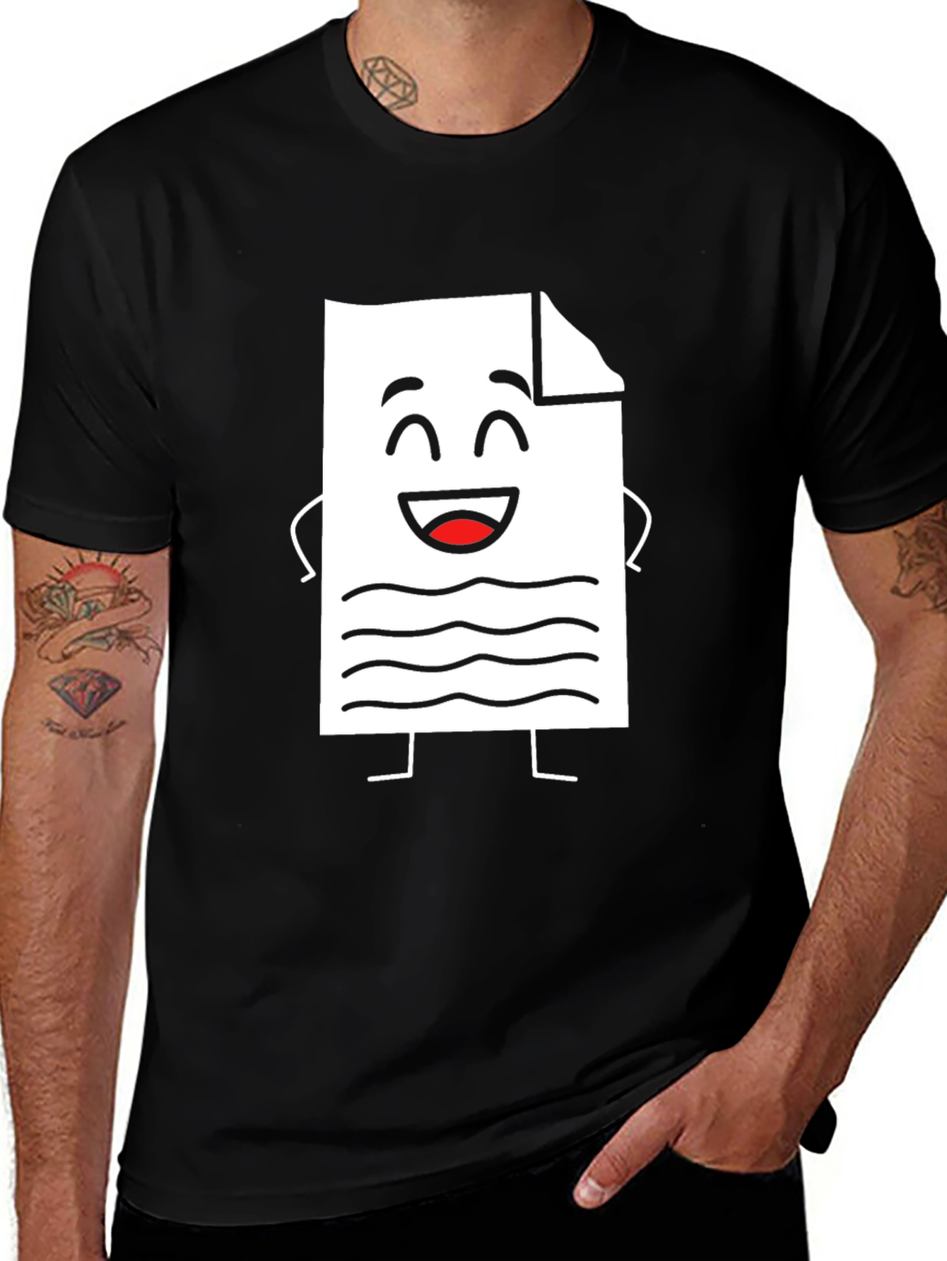 Variant 2 of Funny Document Character Black T-Shirt