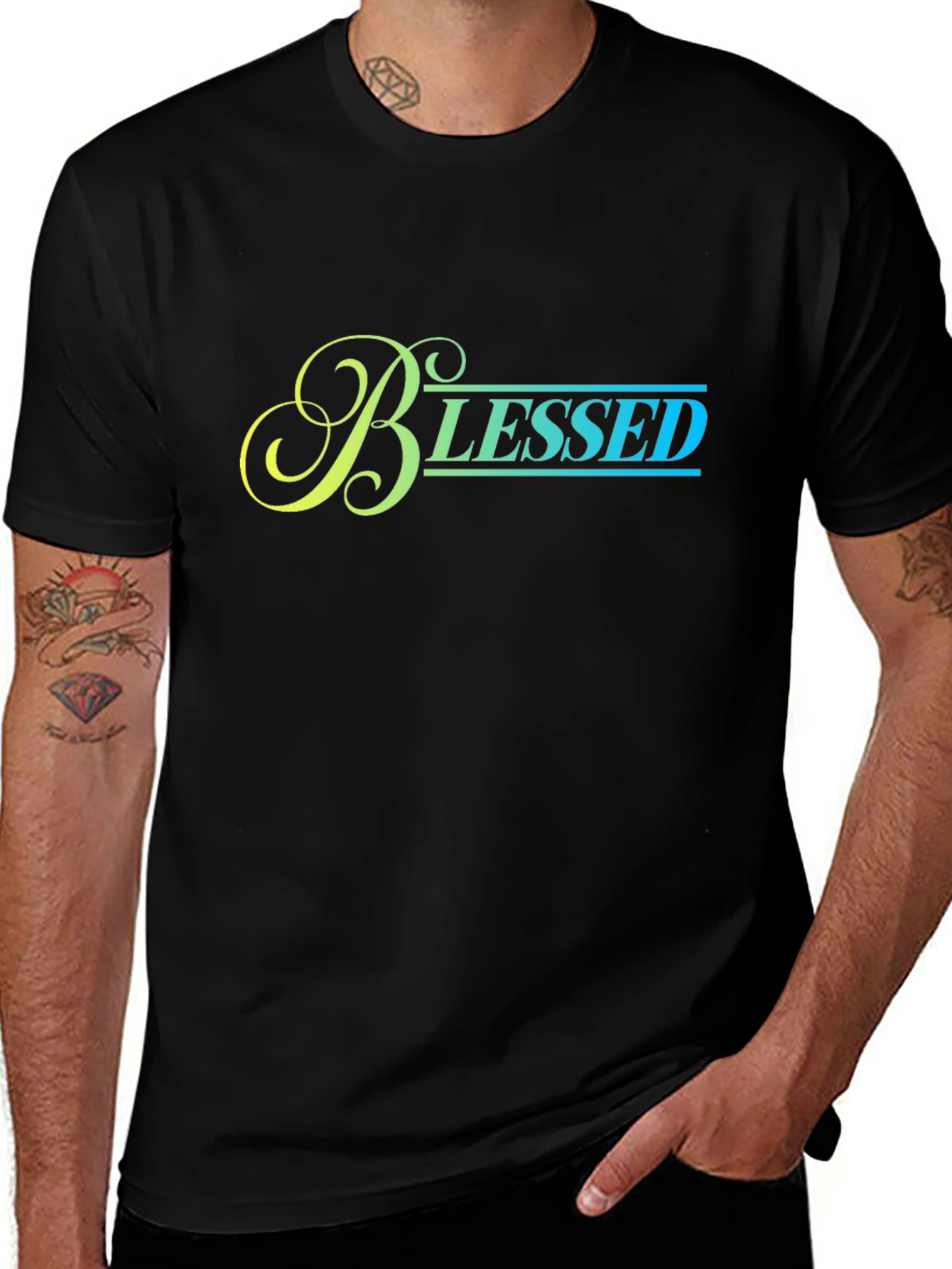 Variant 27 of Blessed Graphic T-Shirt - Stylish Gradient Design