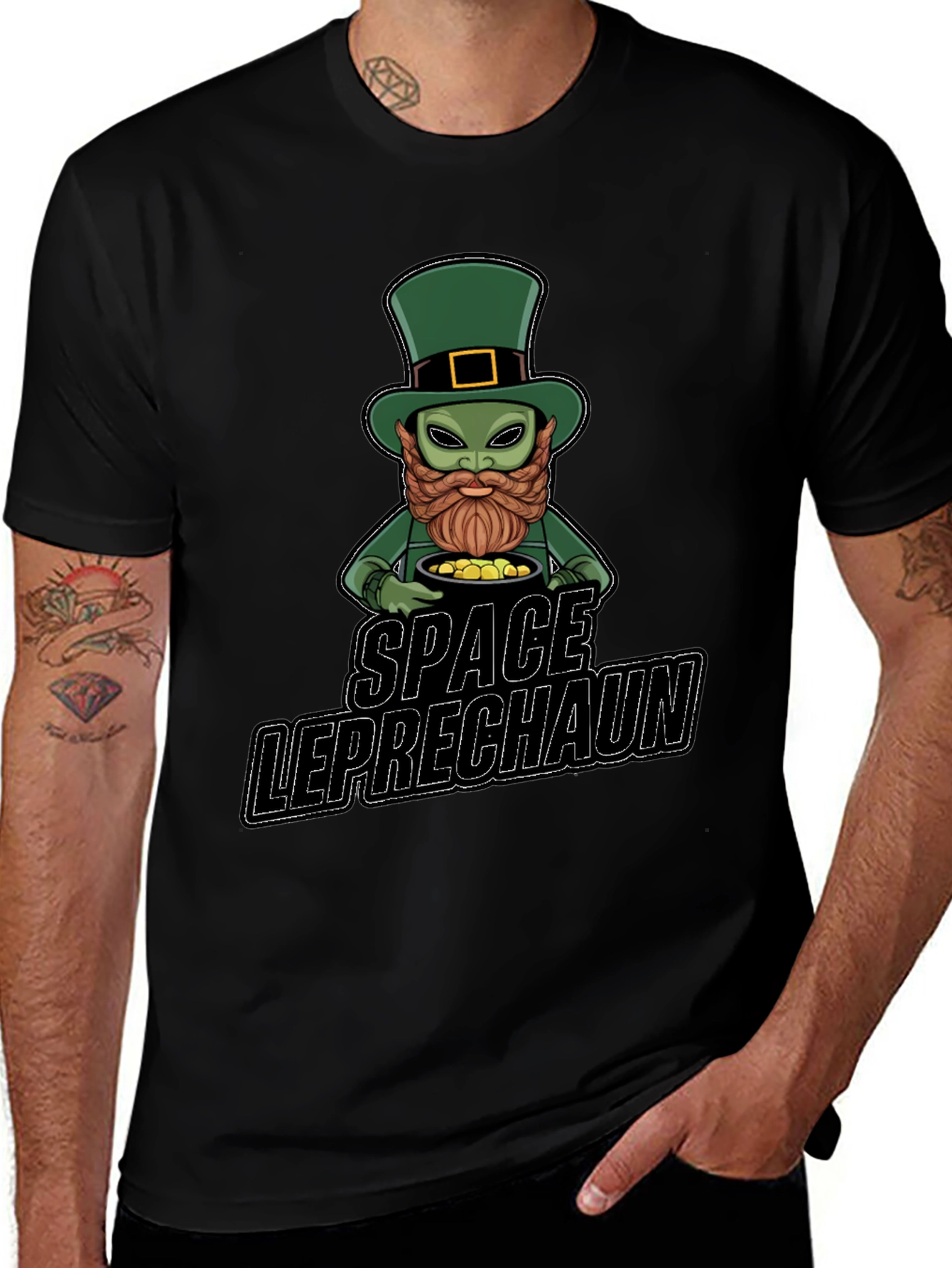 Variant 11 of Space Leprechaun T-Shirt: Alien Irish Luck!