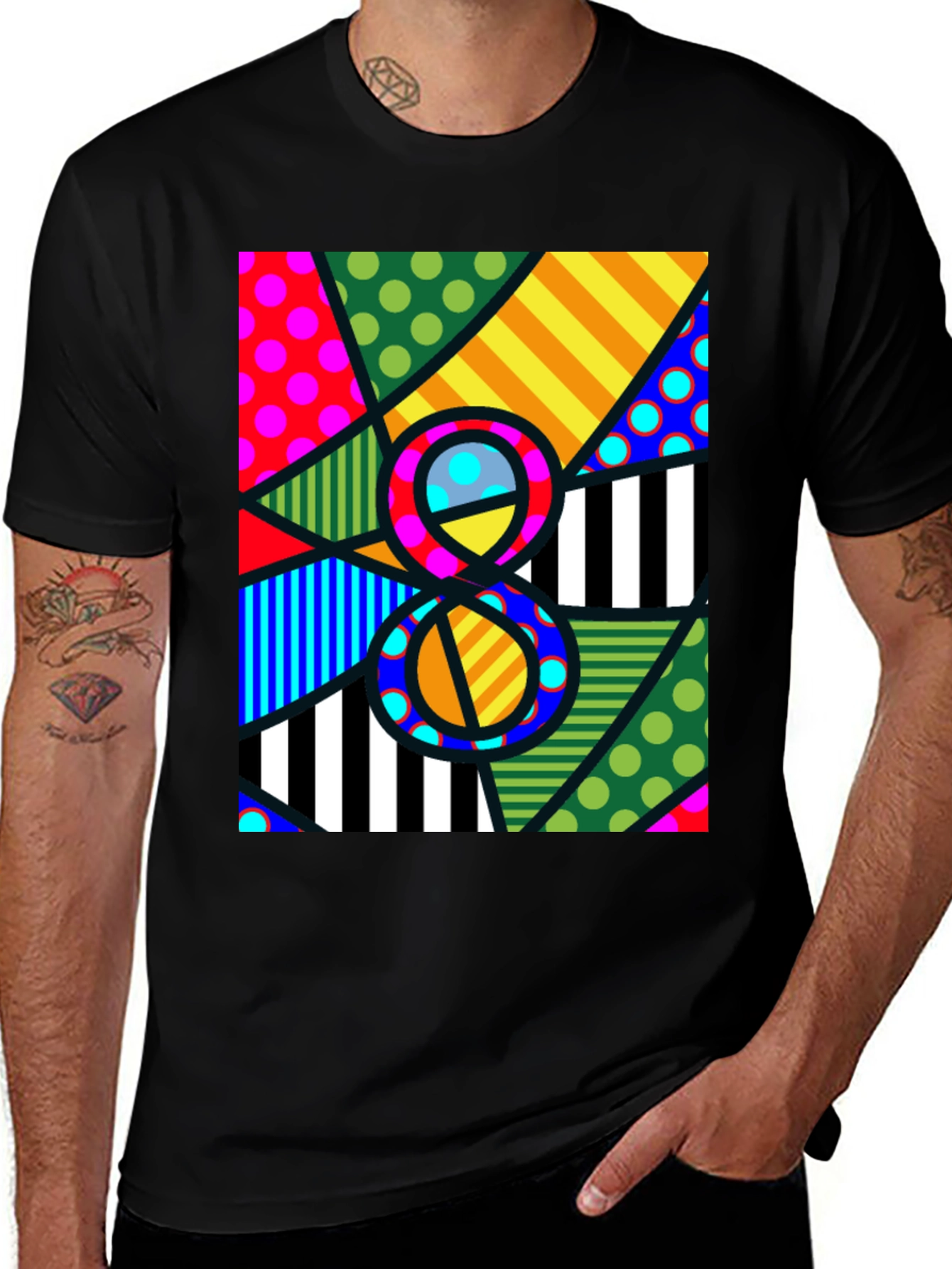 Variant 13 of Abstract Number 8 Graphic Tee - Modern Art Shirt