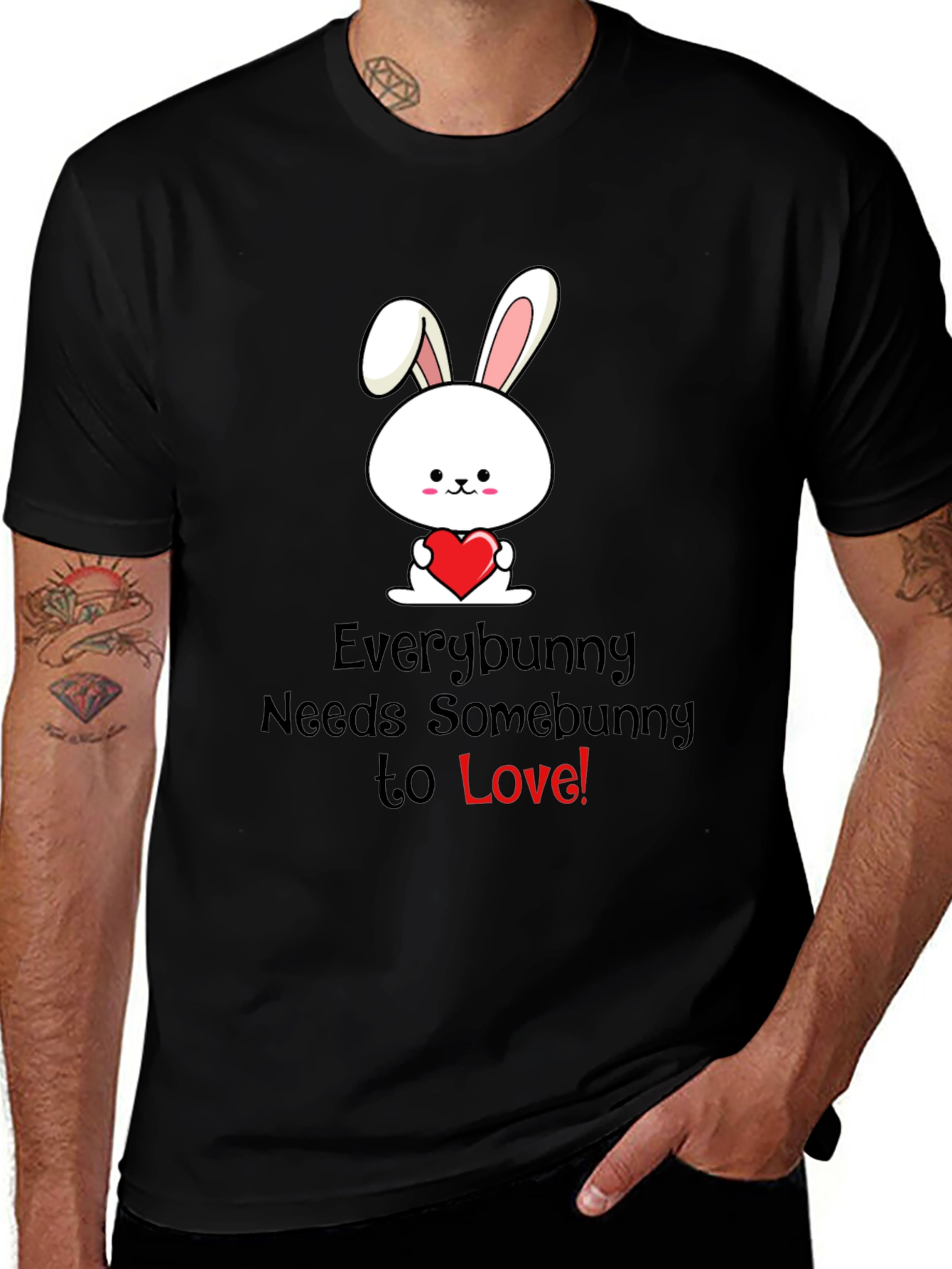 Variant 14 of Everybunny Needs Somebunny Black Graphic Tee