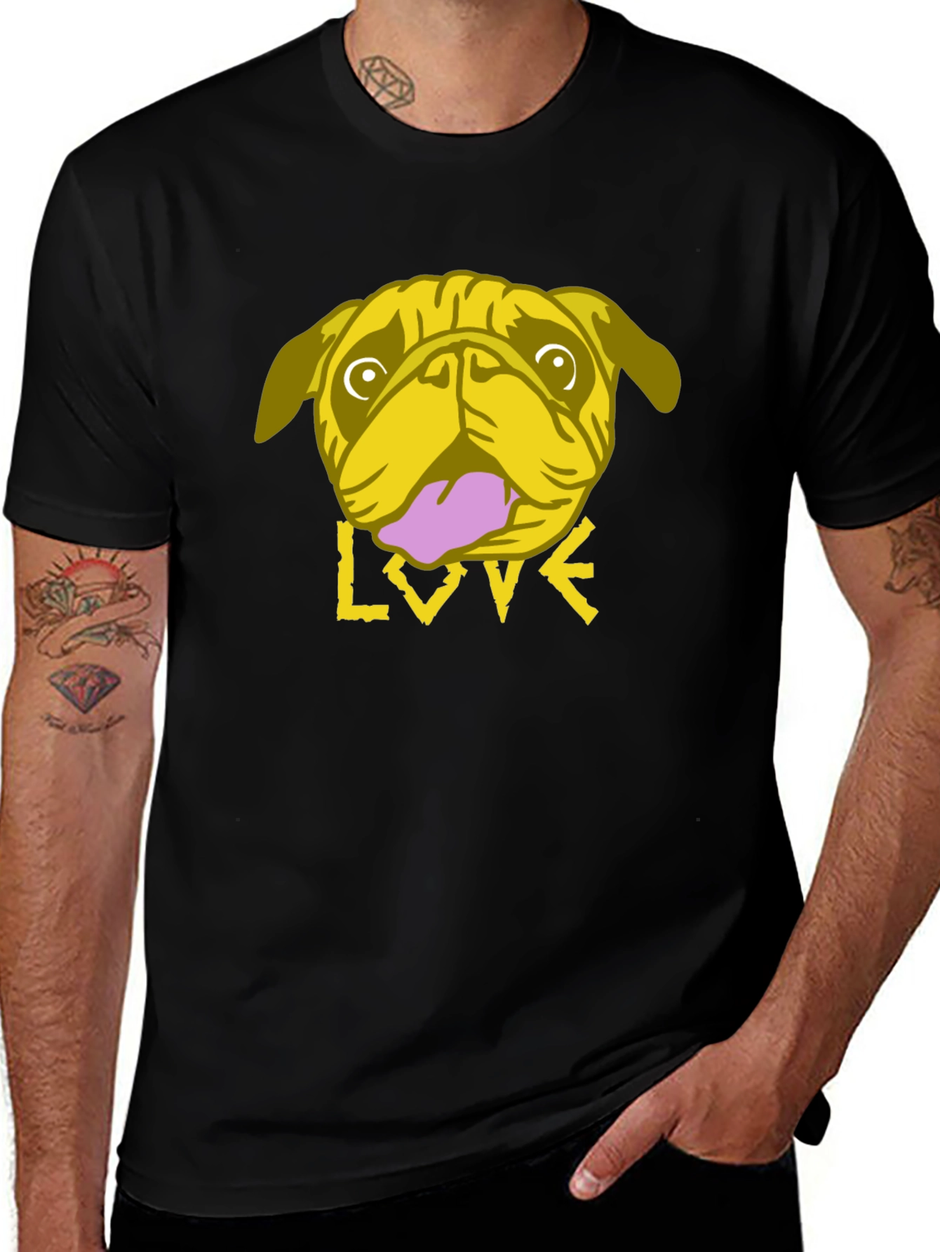 Variant 19 of Pug Love Graphic Tee - Trendy Black T-Shirt