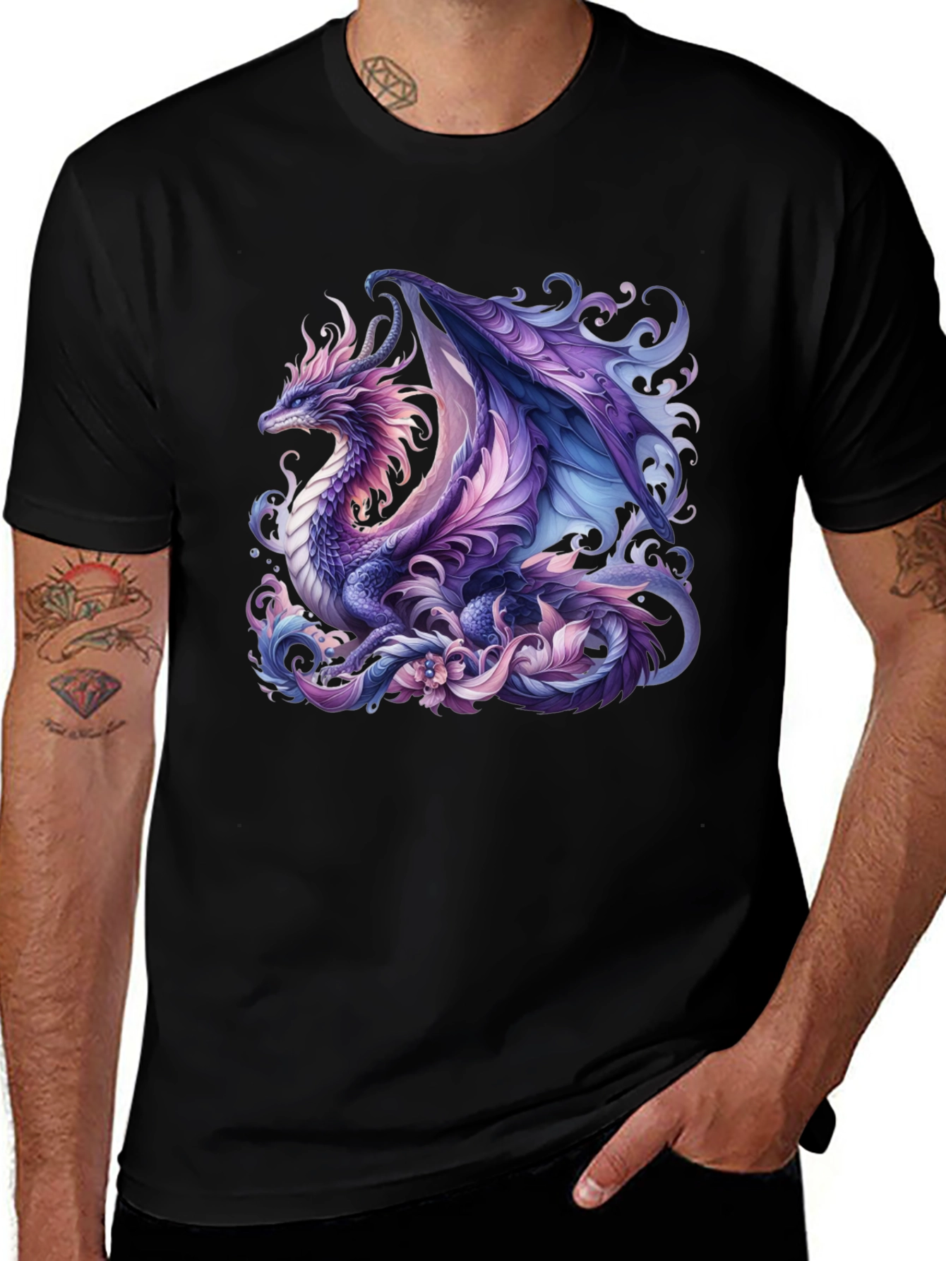 Variant 30 of Mystic Dragon Graphic T-Shirt - Black Cotton Tee
