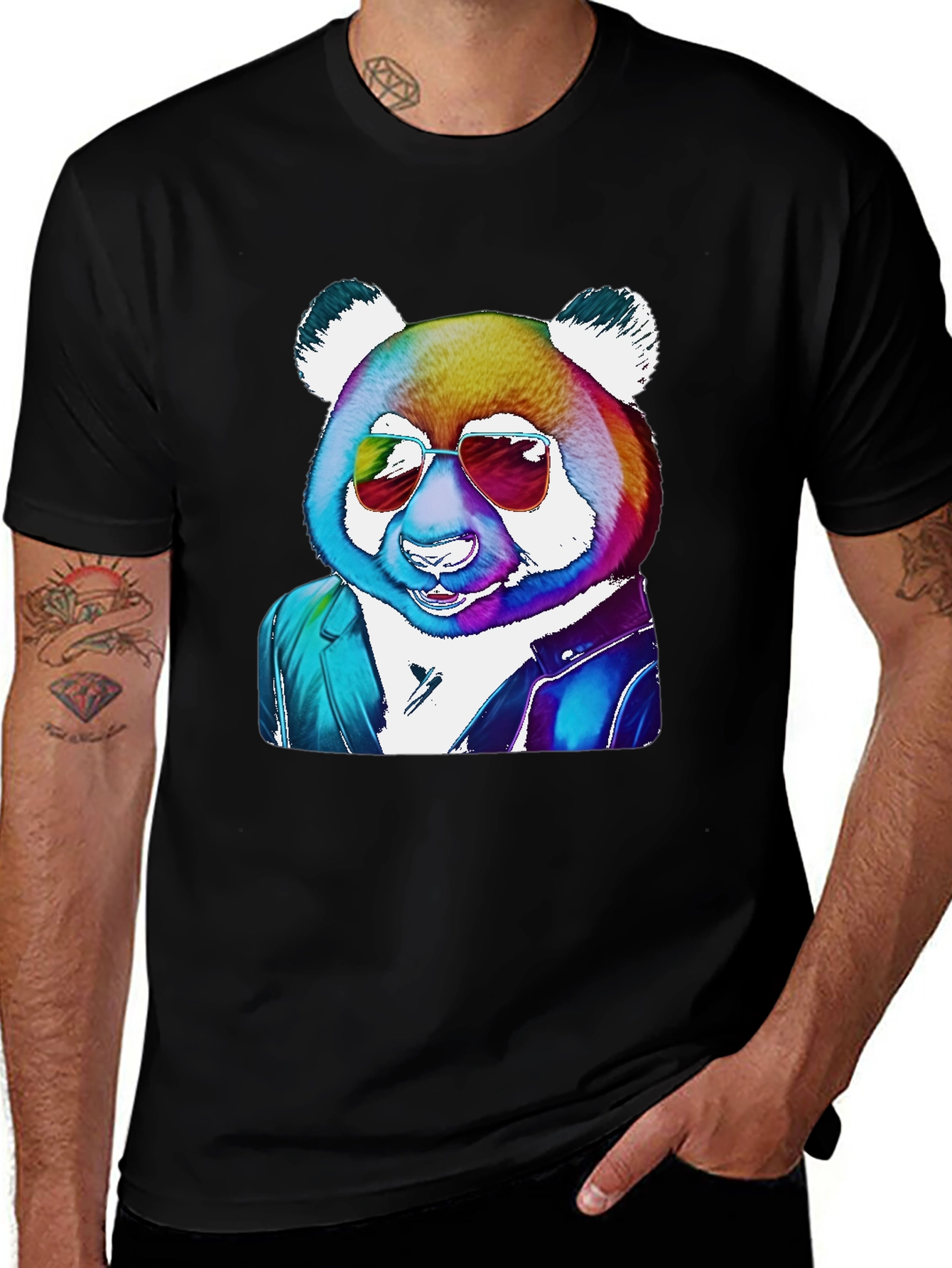 Variant 19 of Cool Panda in Shades Graphic Tee - Black