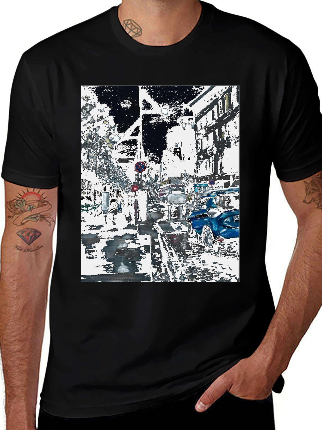 Variant 23 of Urban Abstract Graphic Tee - Black