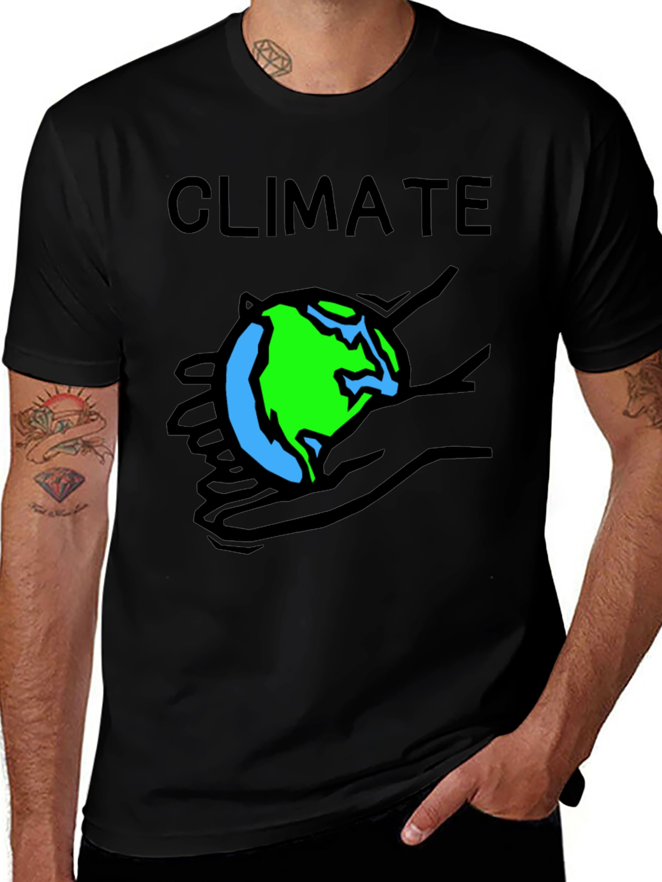 Variant 9 of Climate Earth T-Shirt, Black Crew Neck Tee