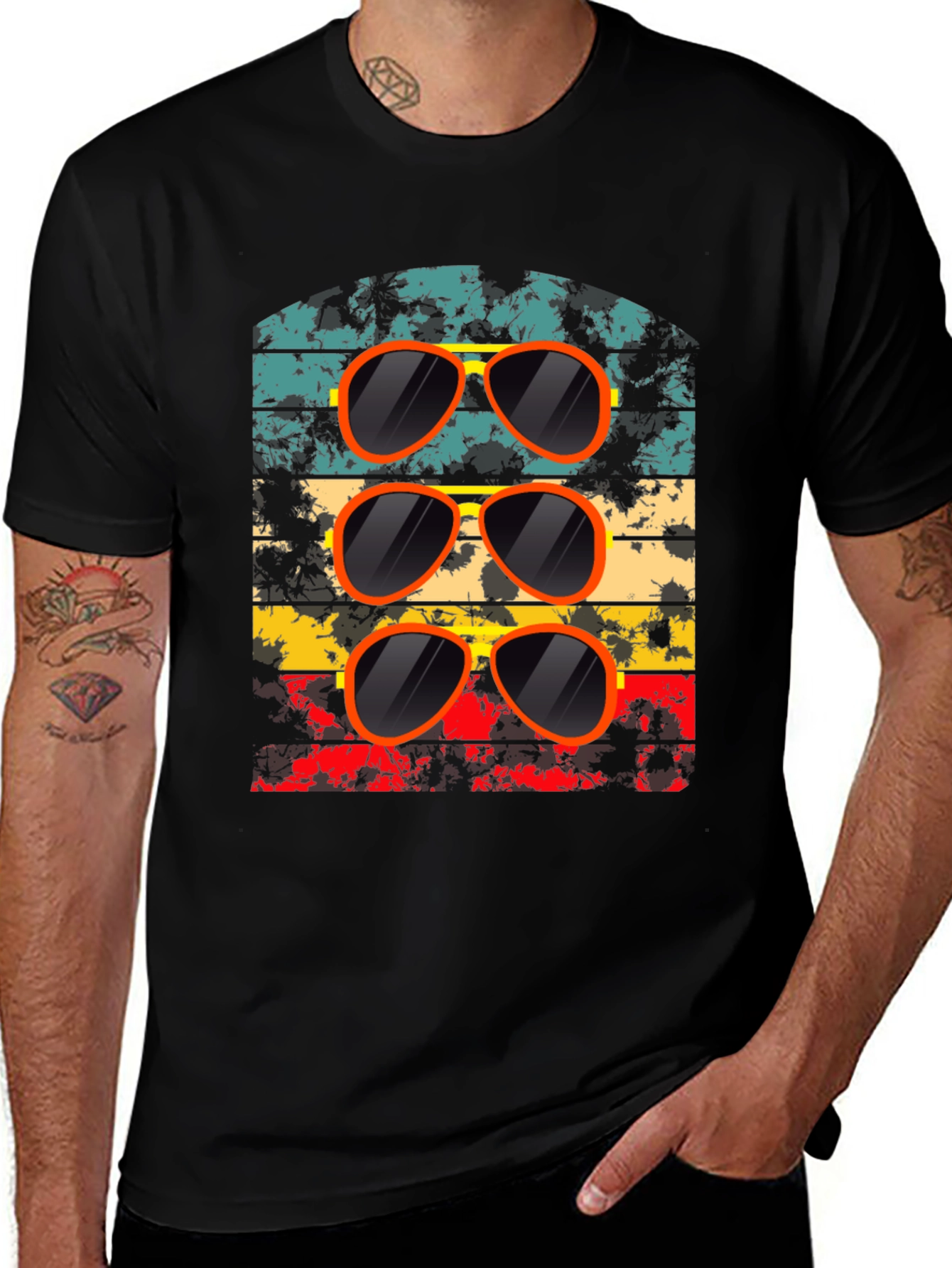 Black Retro Sunglasses T-Shirt - Cool Vintage Design main image