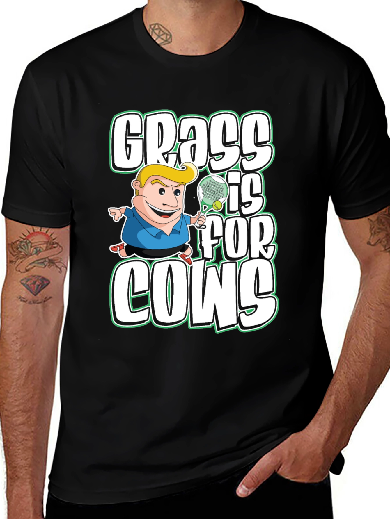 Variant 16 of Funny Pickleball T-Shirt: Grass Is For Cows