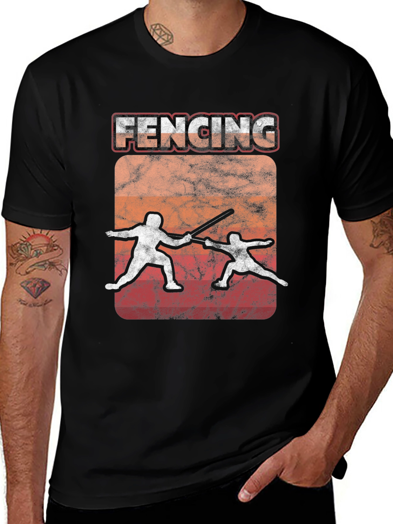 Variant 3 of Fencing Vintage Graphic T-Shirt