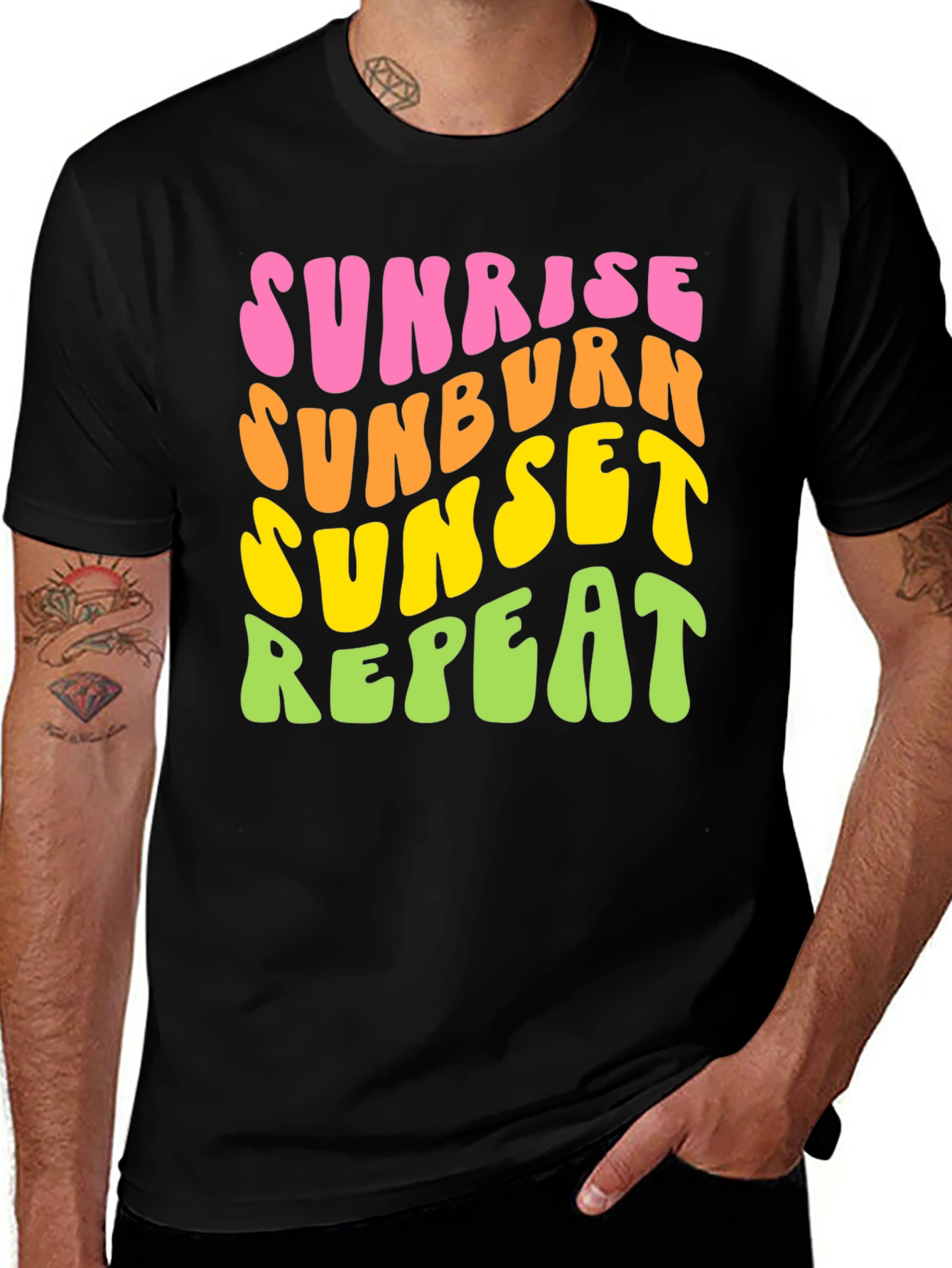Variant 16 of Sunrise Sunburn Sunset Repeat Graphic Tee