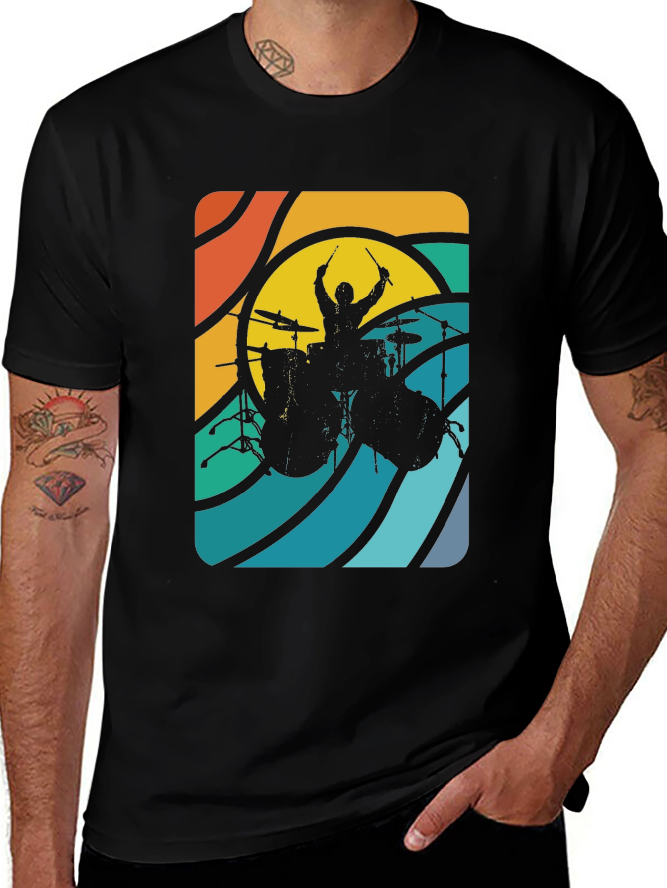 Variant 29 of Retro Drummer Graphic Tee - Cool Musician T-Shirt