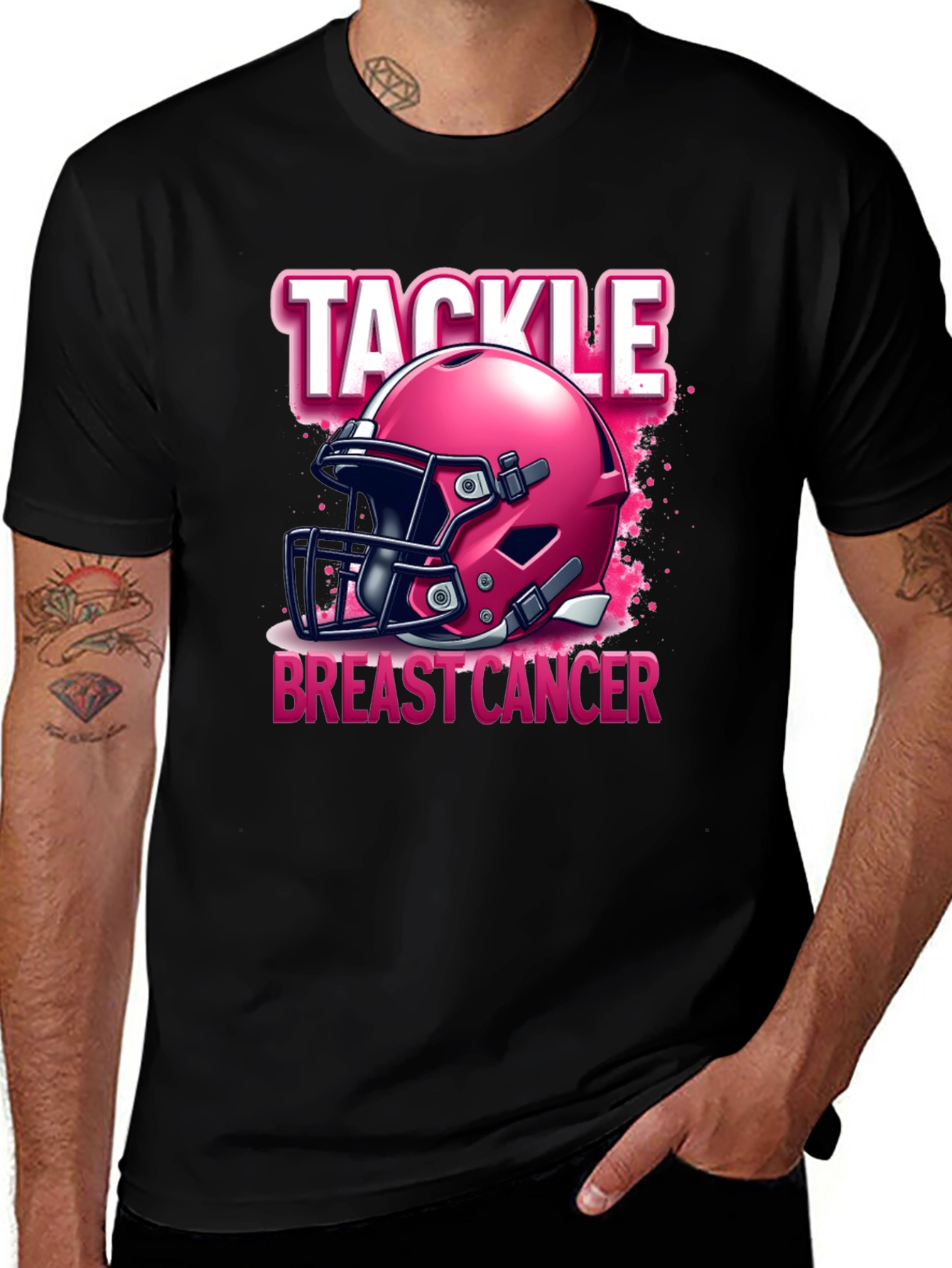 Tackle Breast Cancer Football Helmet T-Shirt