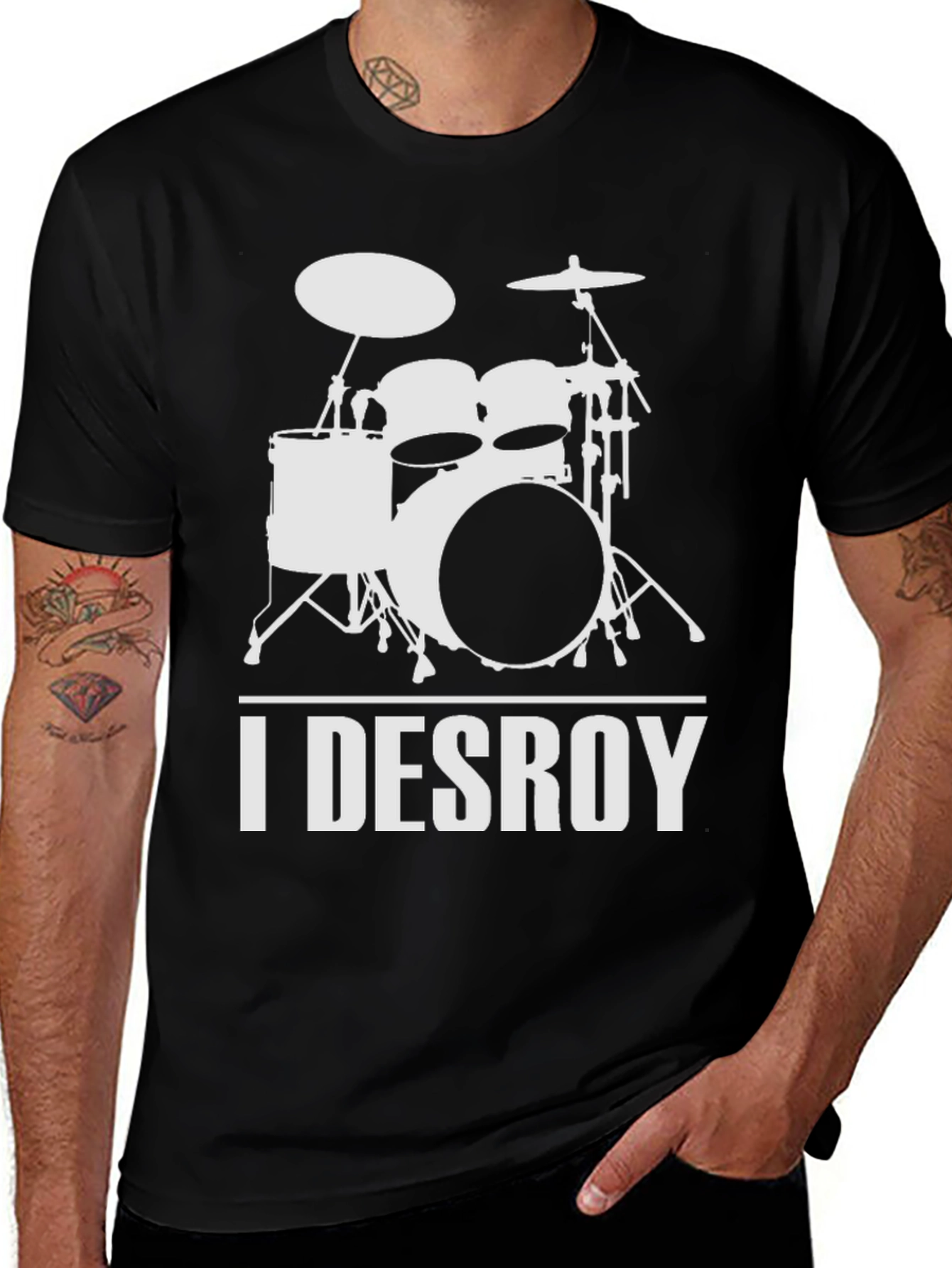 Variant 12 of I DESROY Drummer T-Shirt - Rock Music Tee