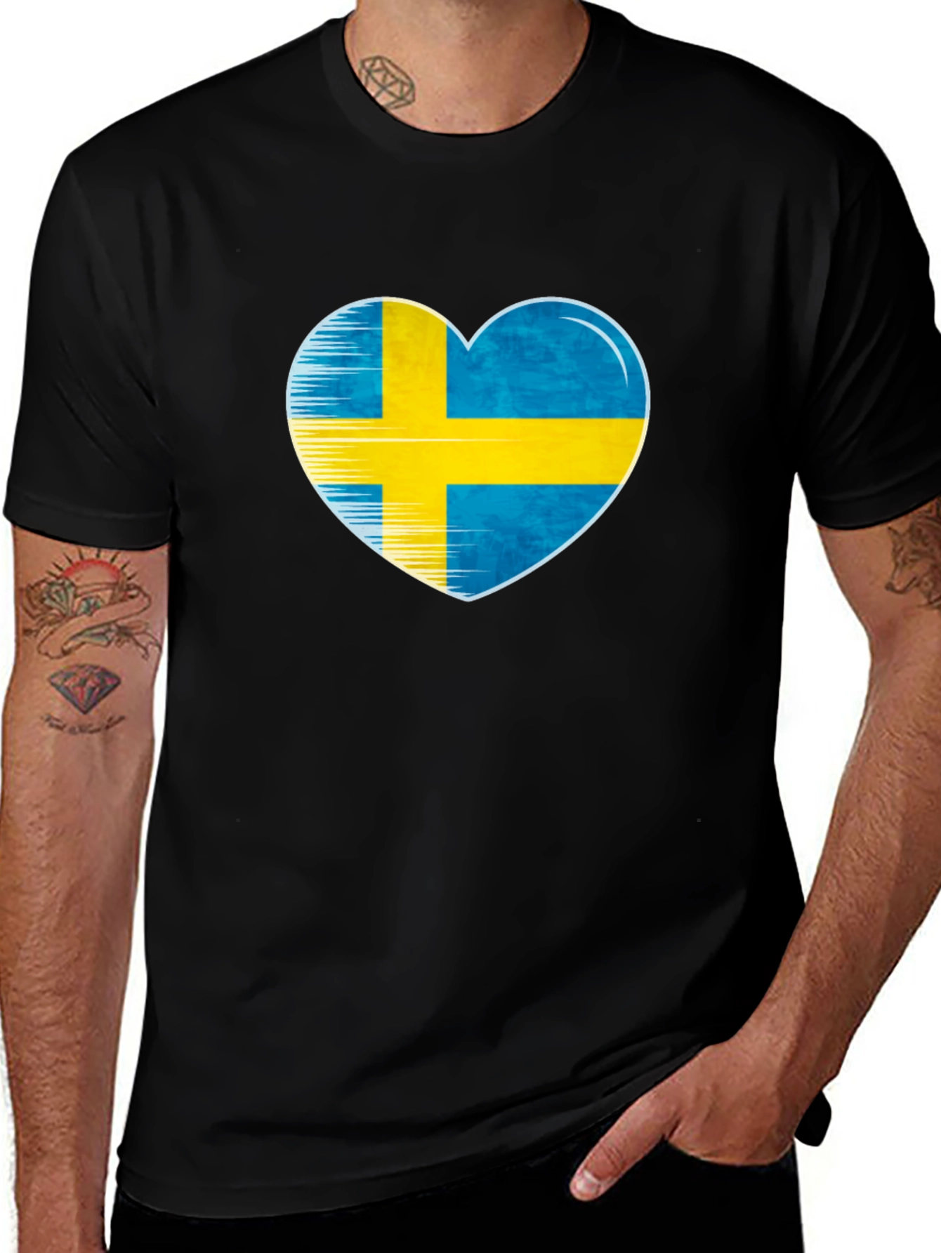 Variant 17 of Swedish Flag Heart T-Shirt - Show Your Love!