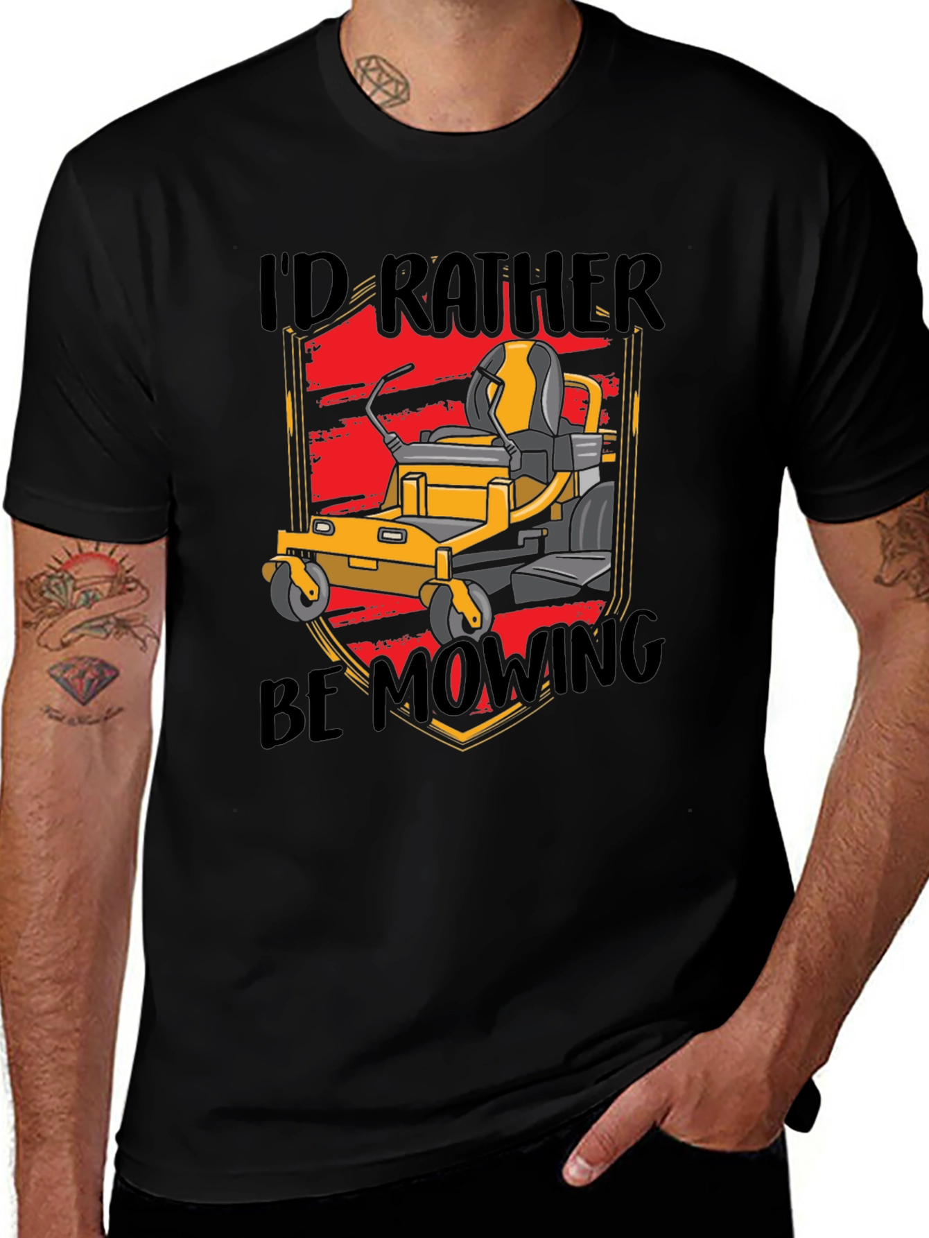 Variant 19 of I'd Rather Be Mowing T-Shirt