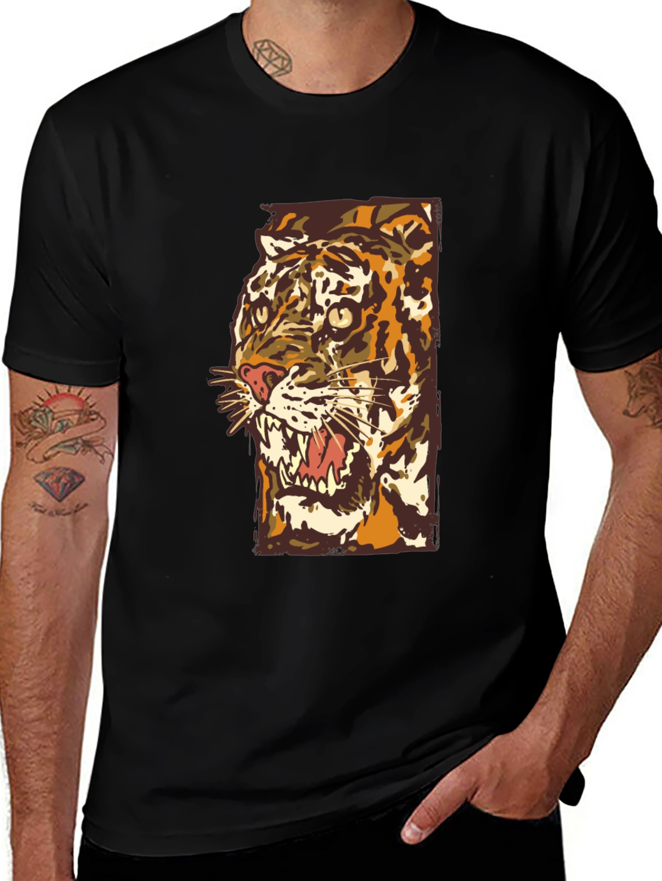 Variant 21 of Tiger Graphic Tee - Bold Artistic Design