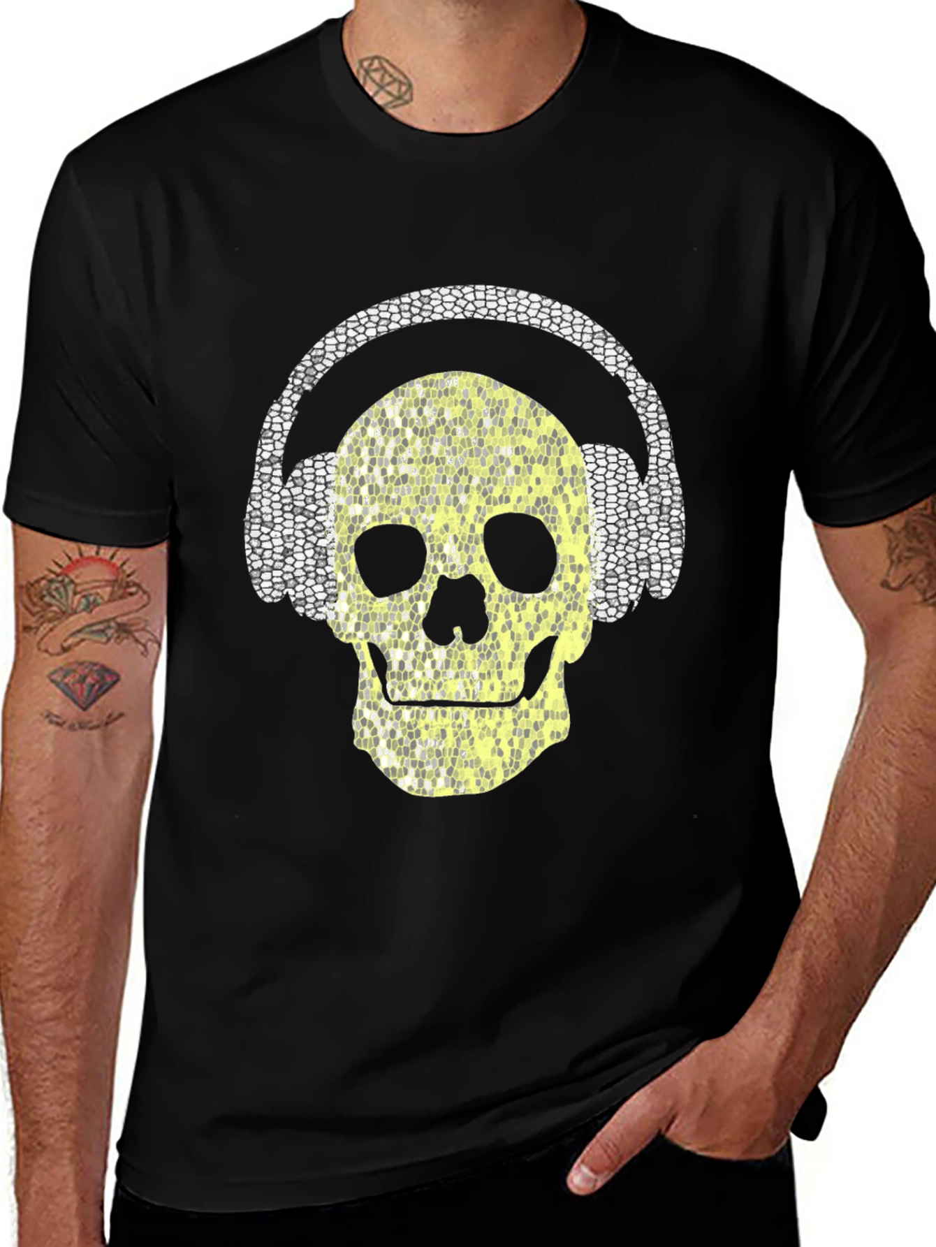 Variant 29 of Skull with Headphones Graphic Tee