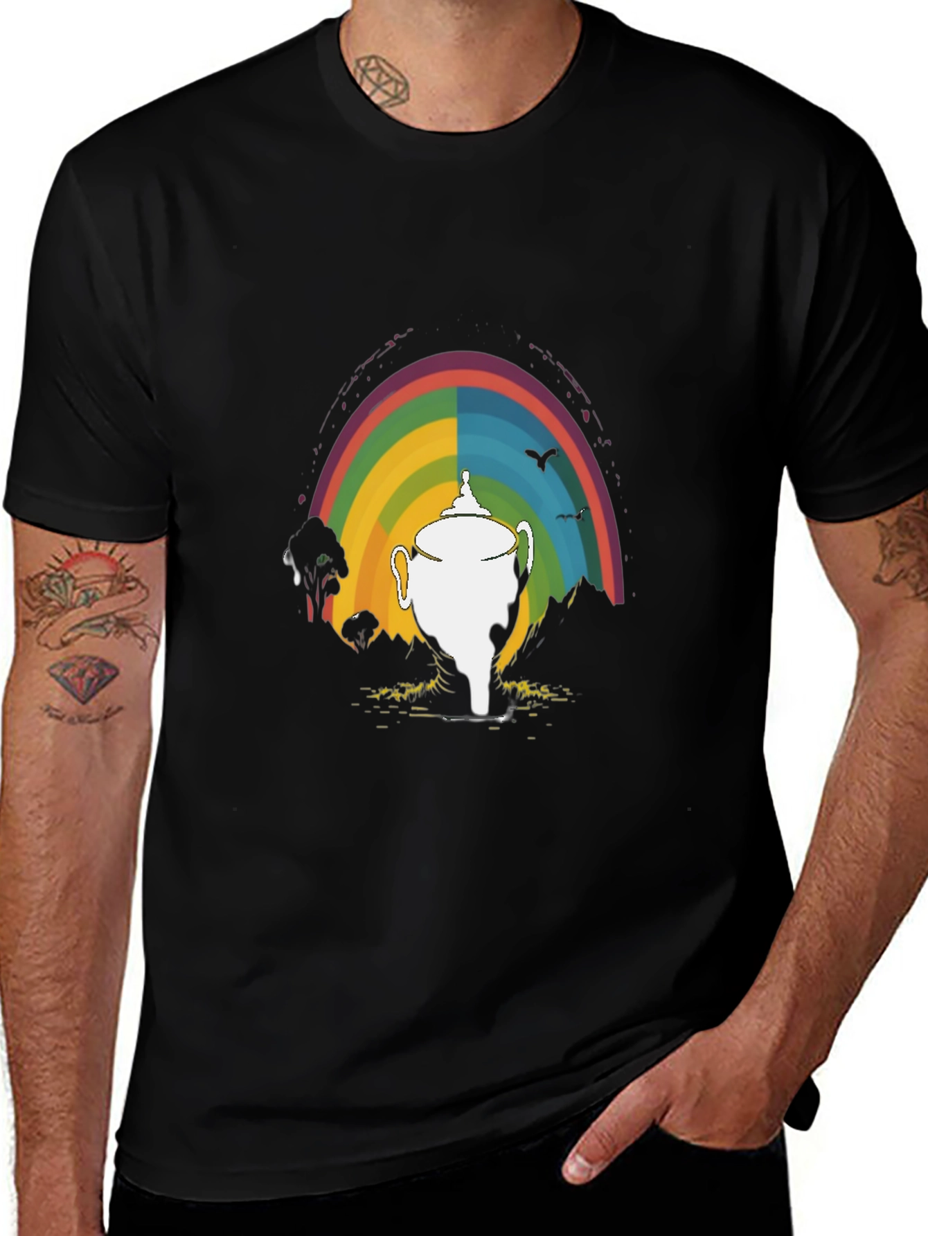 Variant 6 of Rainbow Trophy Graphic Tee - Unisex Black T-Shirt