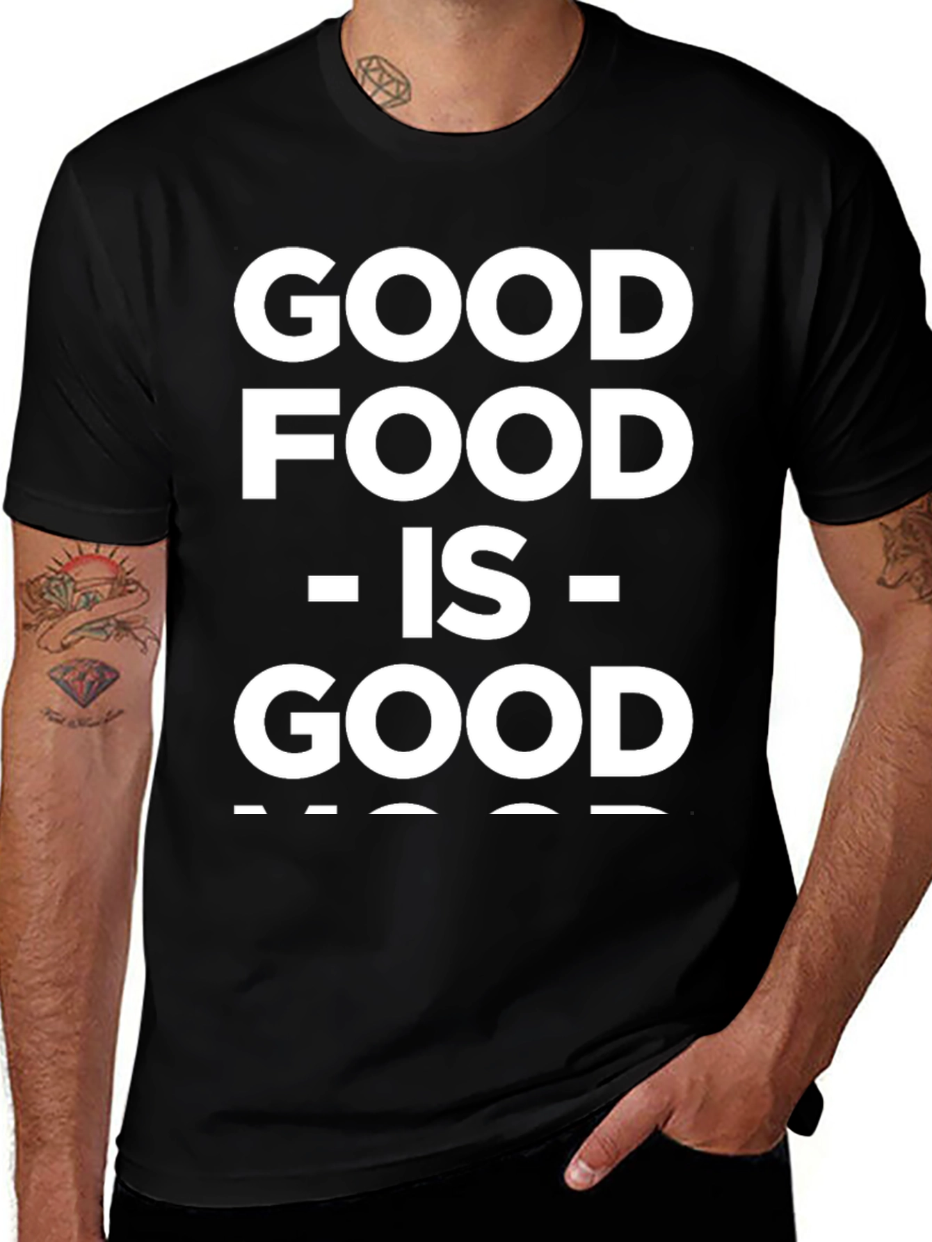 Variant 12 of Good Food is Good Mood Black Graphic T-Shirt