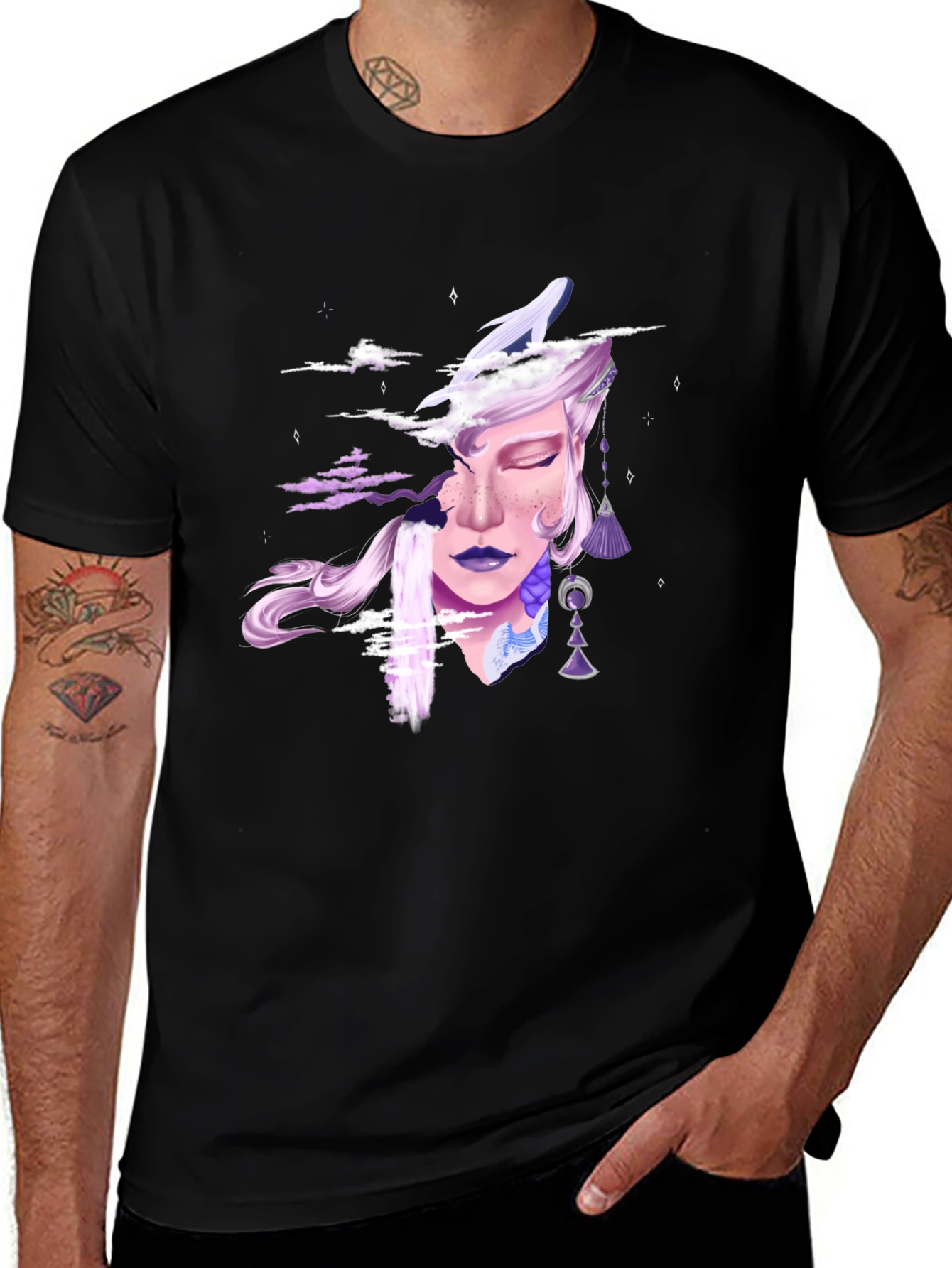 Variant 23 of Fantasy Dreamscape Graphic Tee - Unisex Black T-Shirt