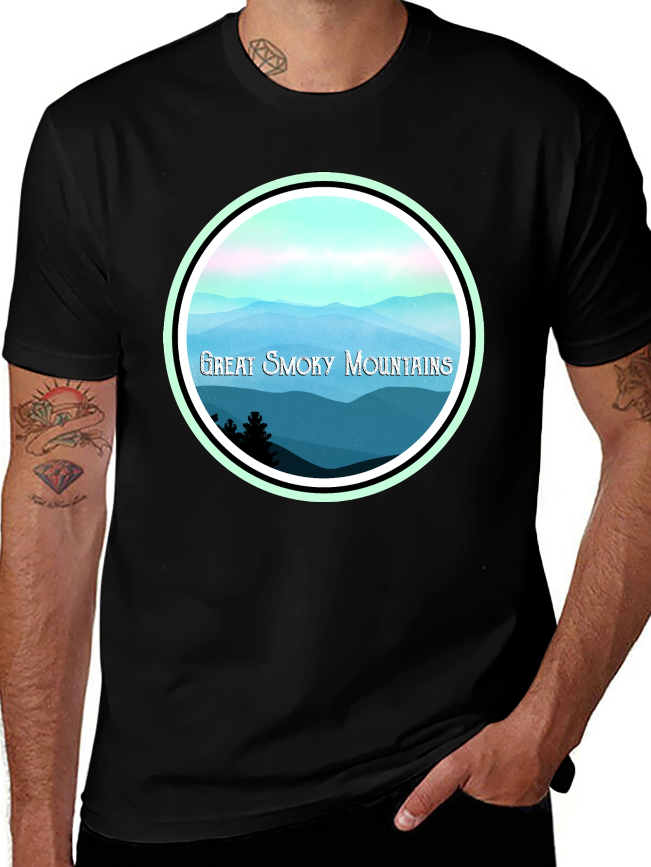 Variant 15 of Great Smoky Mountains Graphic Tee - Black Cotton Blend