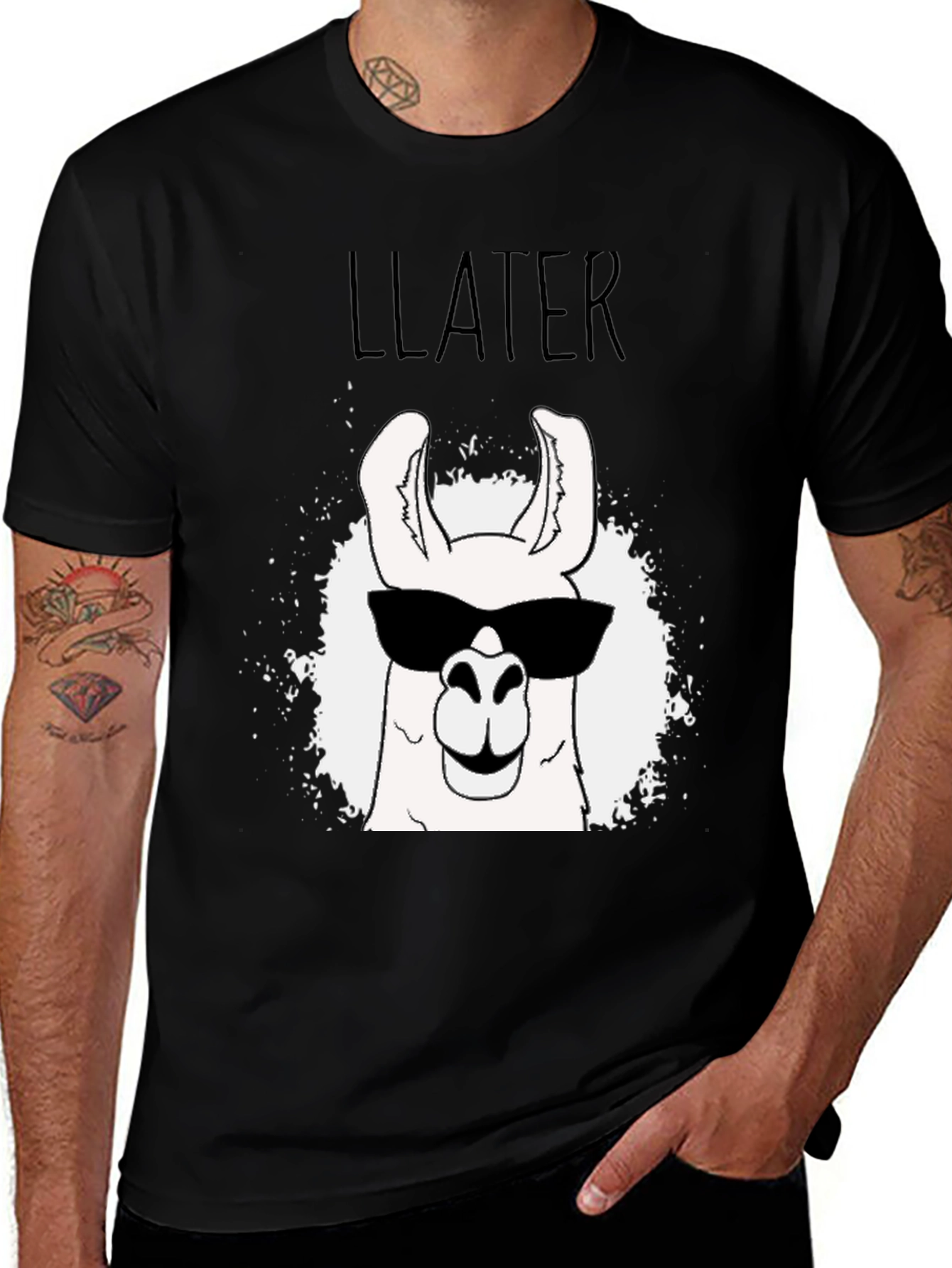 Variant 19 of Cool Llama T-Shirt - Black Graphic Tee