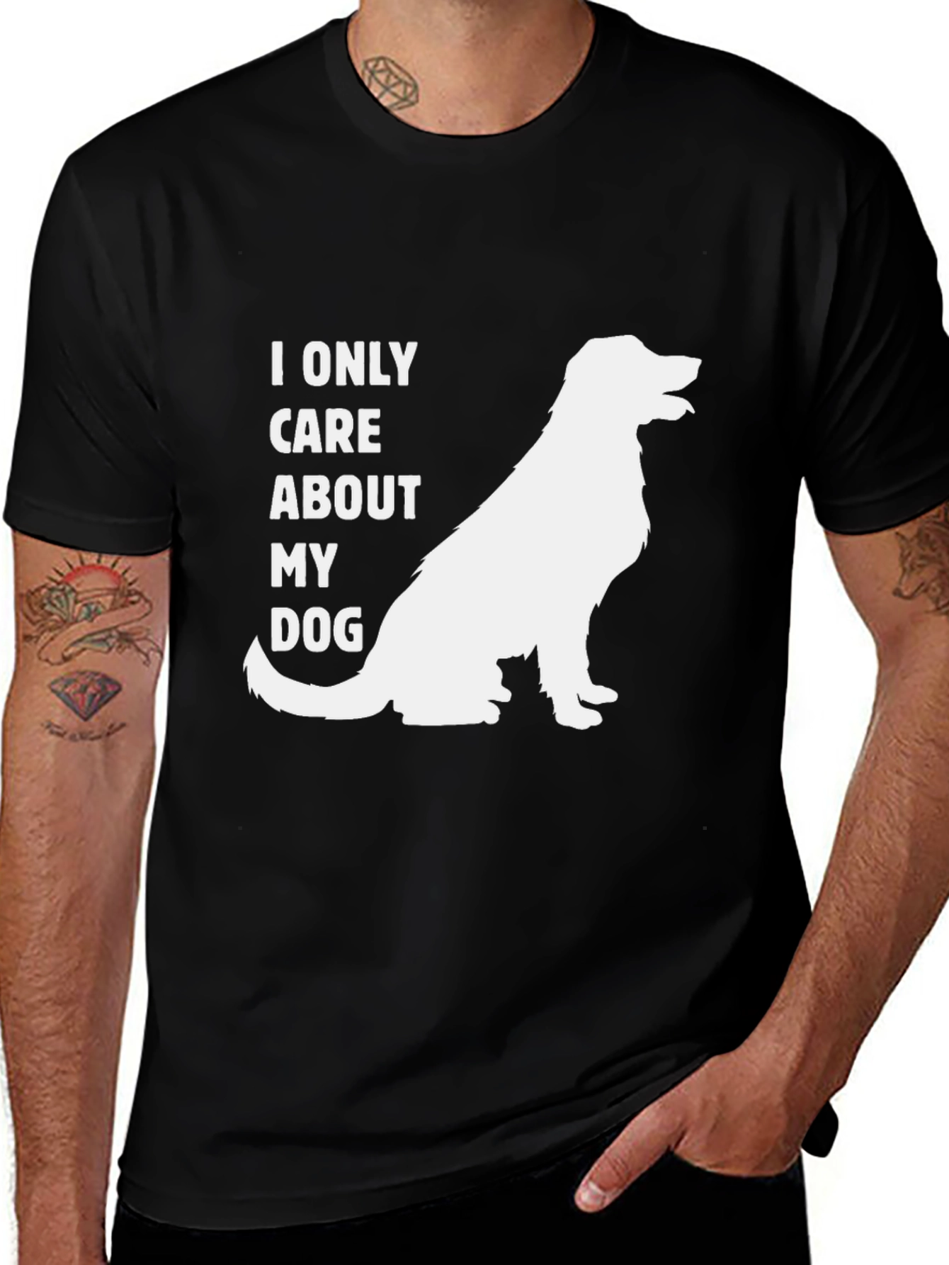 Variant 5 of Dog Lover T-Shirt - I Only Care About My Dog Black Tee