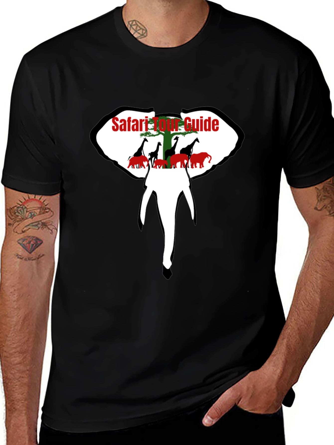 Variant 22 of Safari Tour Guide Black Graphic T-Shirt