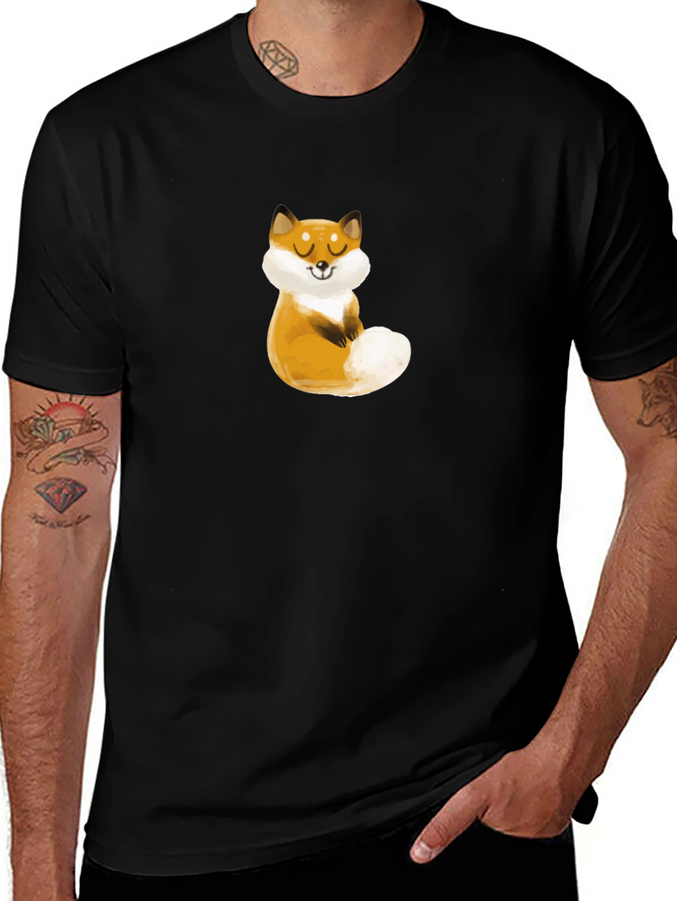 Variant 14 of Cute Fox Graphic Black T-Shirt