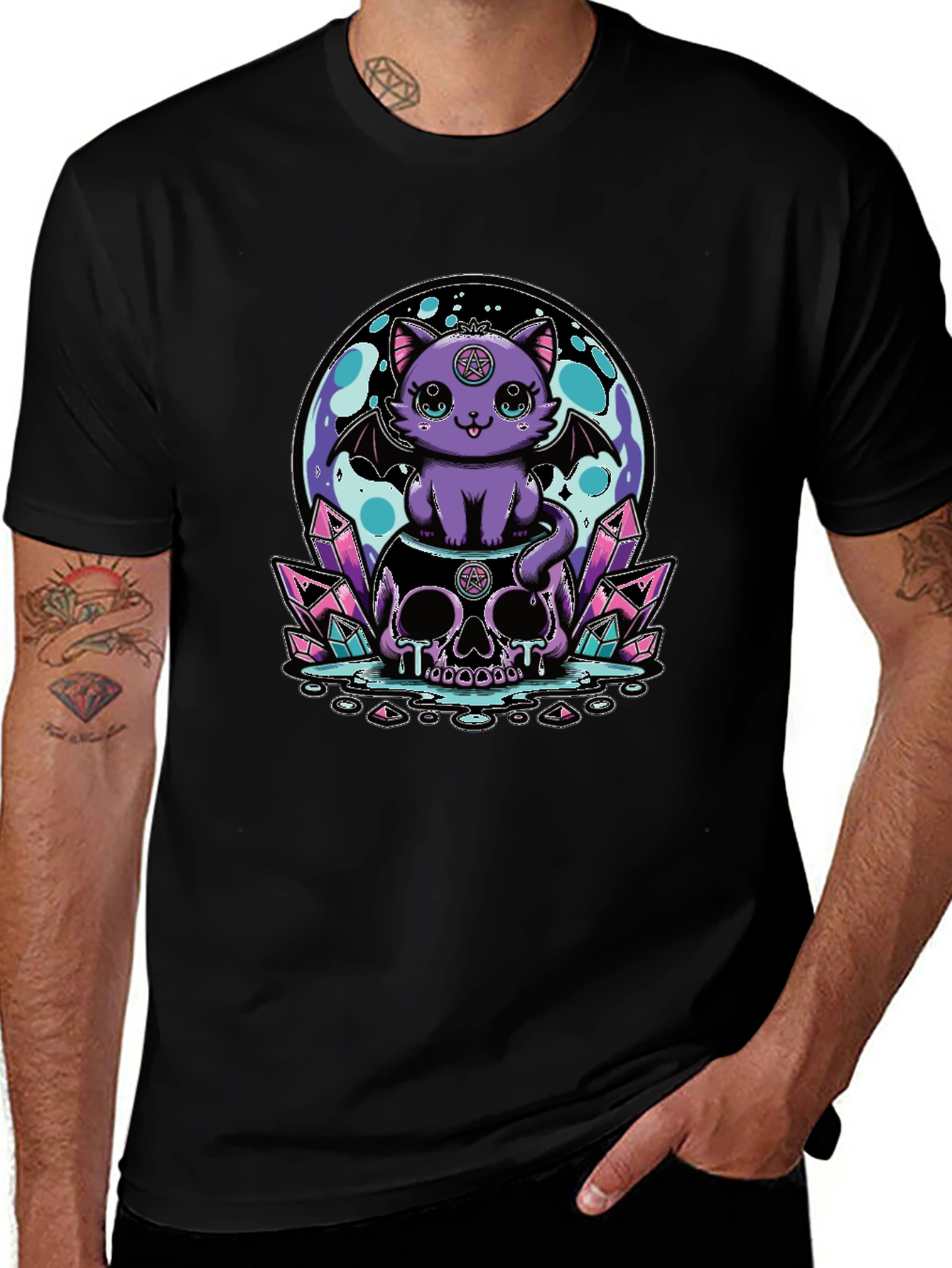 Variant 28 of Gothic Cat Skull T-Shirt
