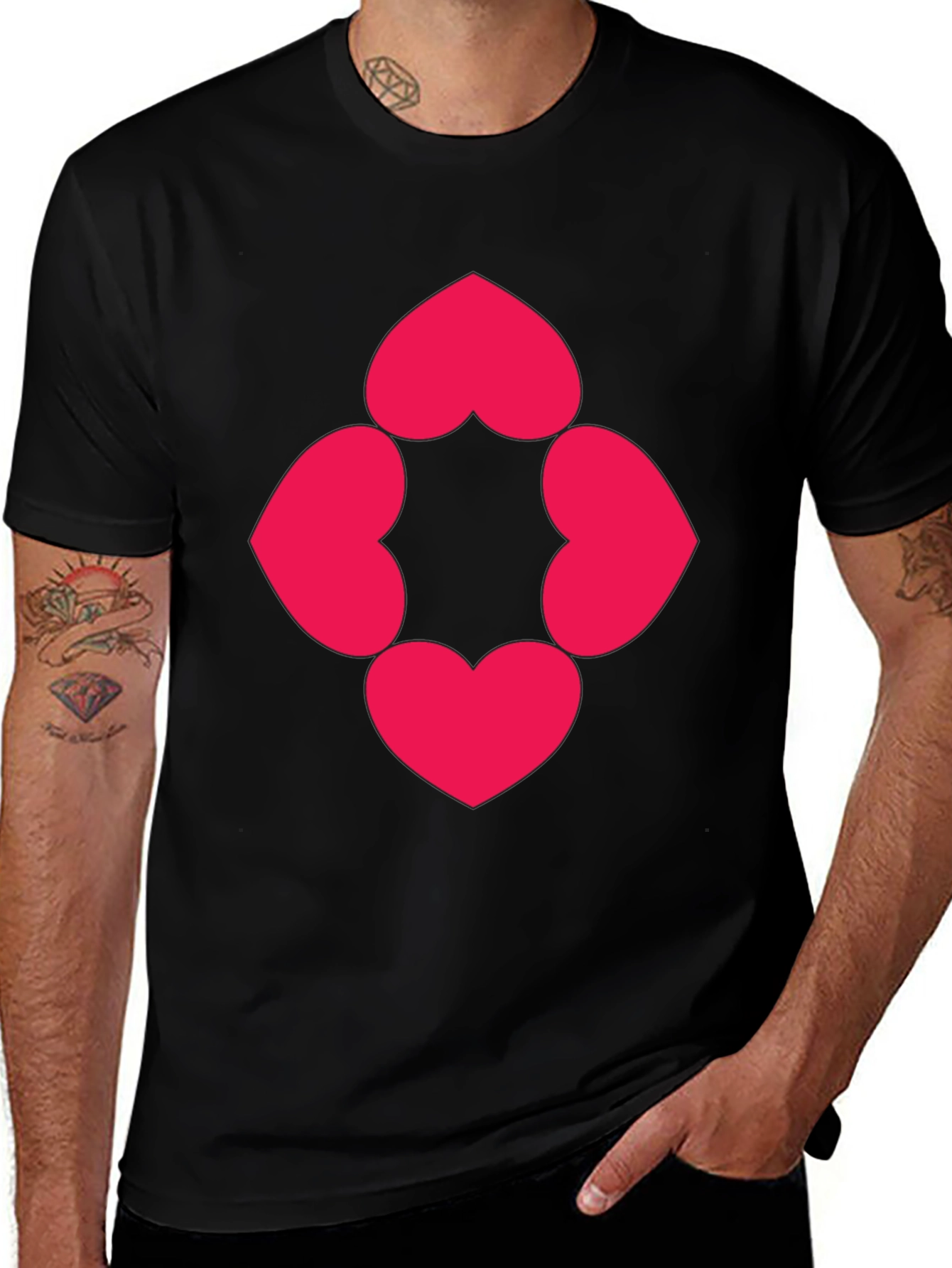 Variant 10 of Heart Petal T-Shirt - Black Cotton Blend