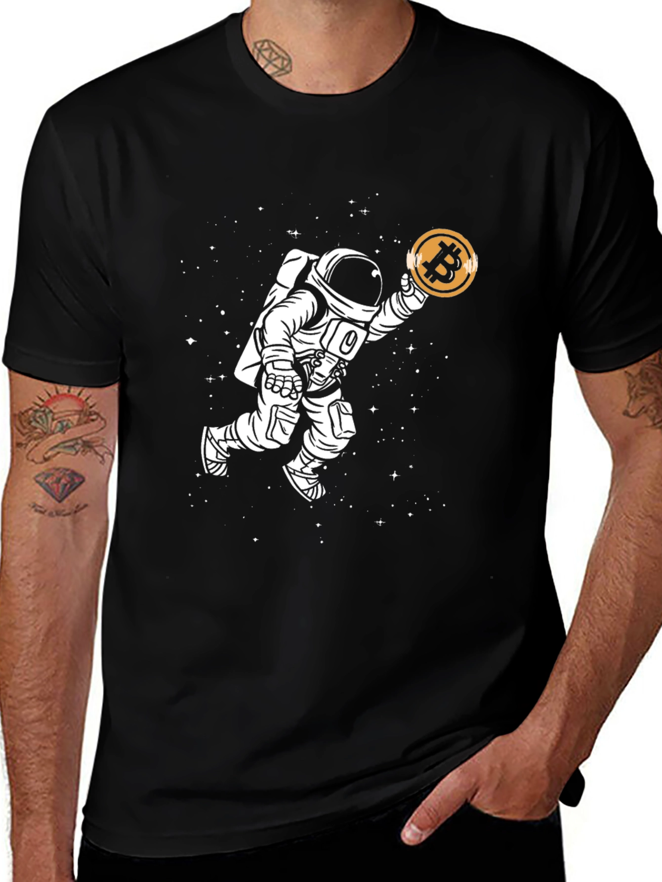Variant 2 of Astronaut Bitcoin T-Shirt - Crypto Space Tee