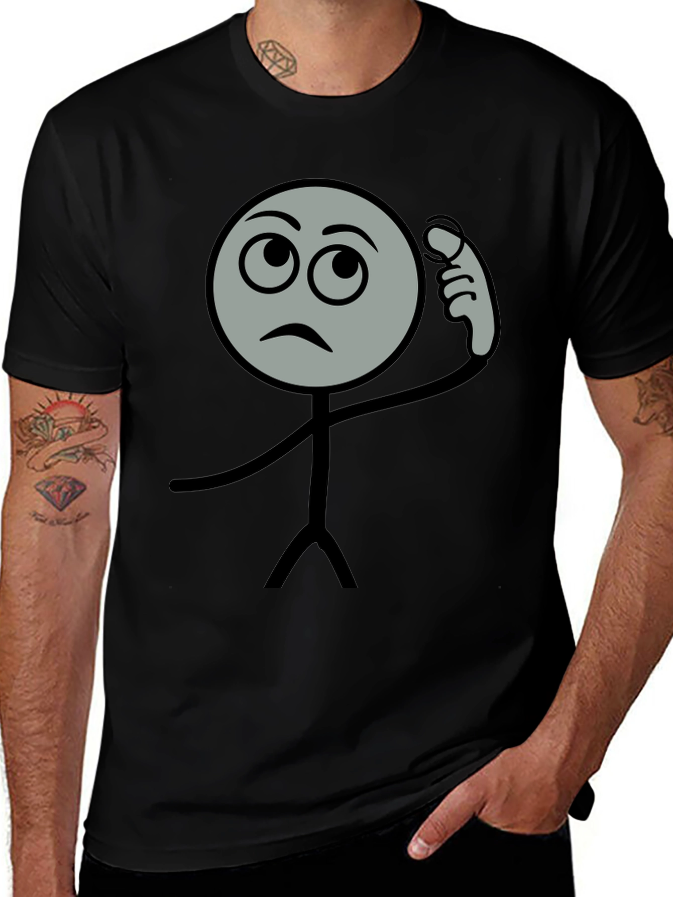 Thinking Man Graphic Tee - Black Cotton T-Shirt