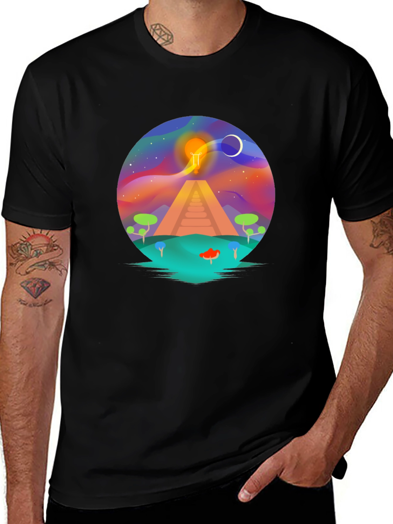 Variant 3 of Cosmic Pyramid T-Shirt - Mystical Design