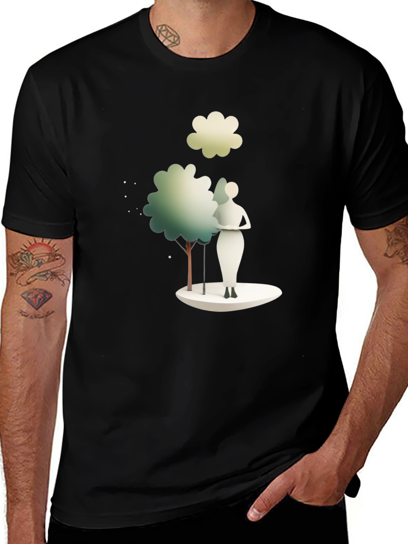 Variant 10 of Nature Lover Tee - Artistic Tree & Figure Graphic T-Shirt