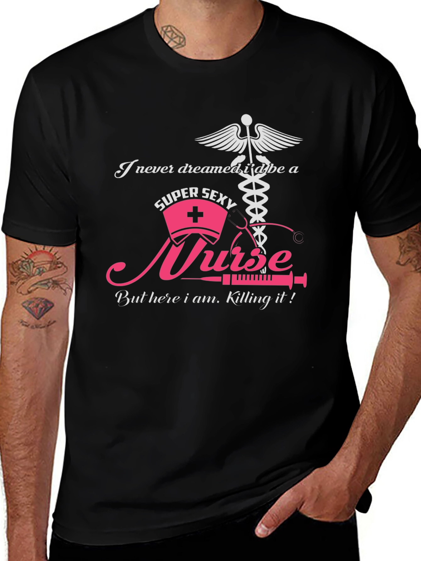 Variant 28 of Super Sexy Nurse Graphic Tee - Black