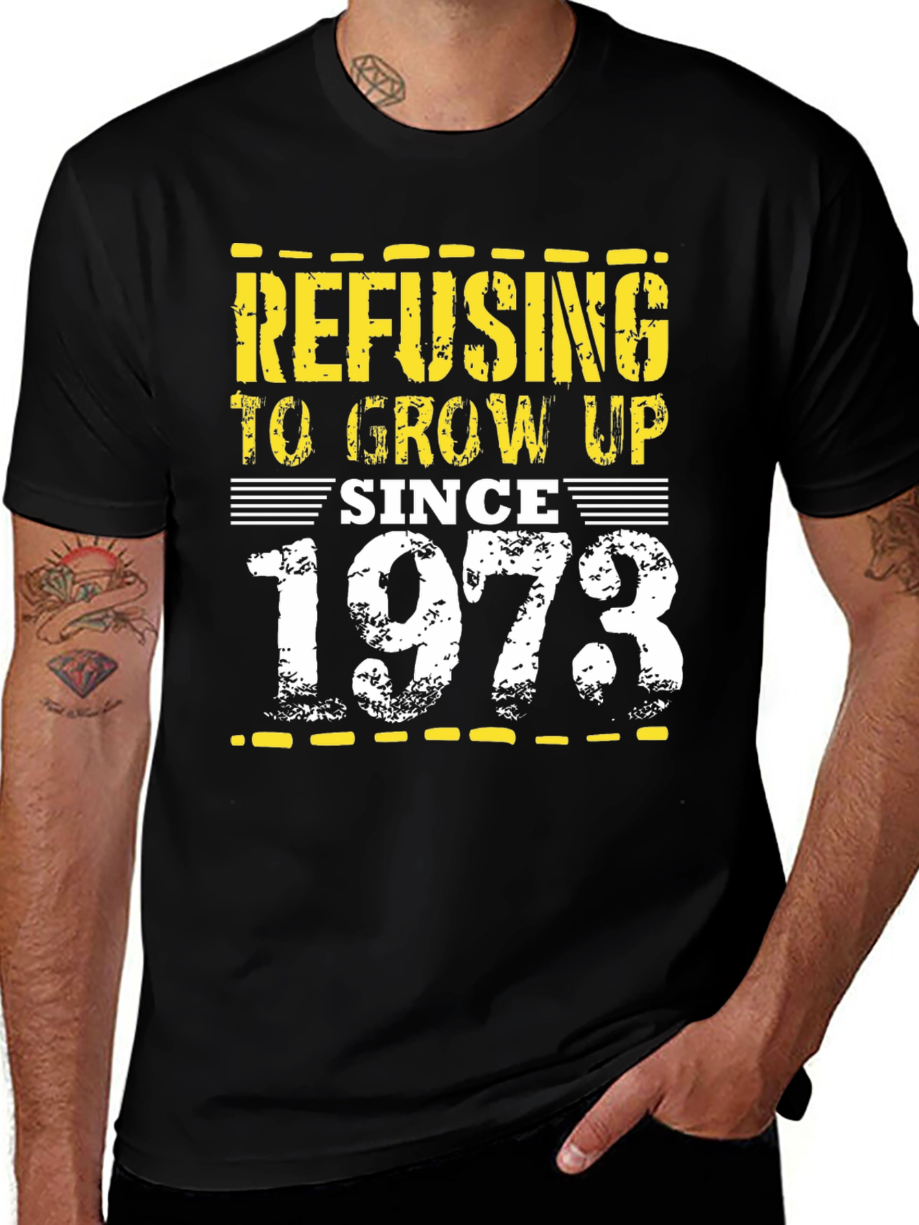 Refusing to Grow Up Since 1973 Black T-Shirt