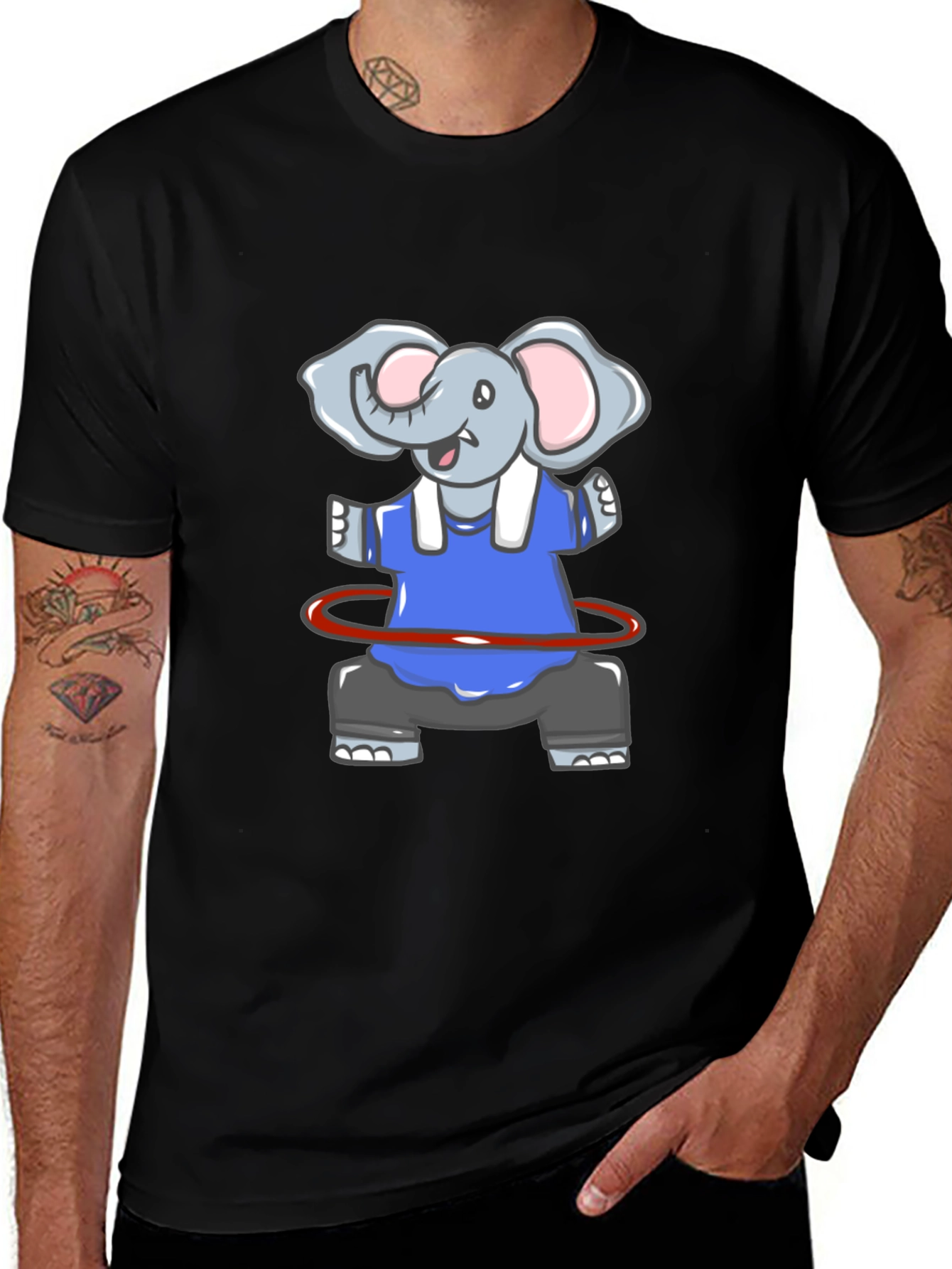 Variant 30 of Cute Elephant Hula Hoop T-Shirt