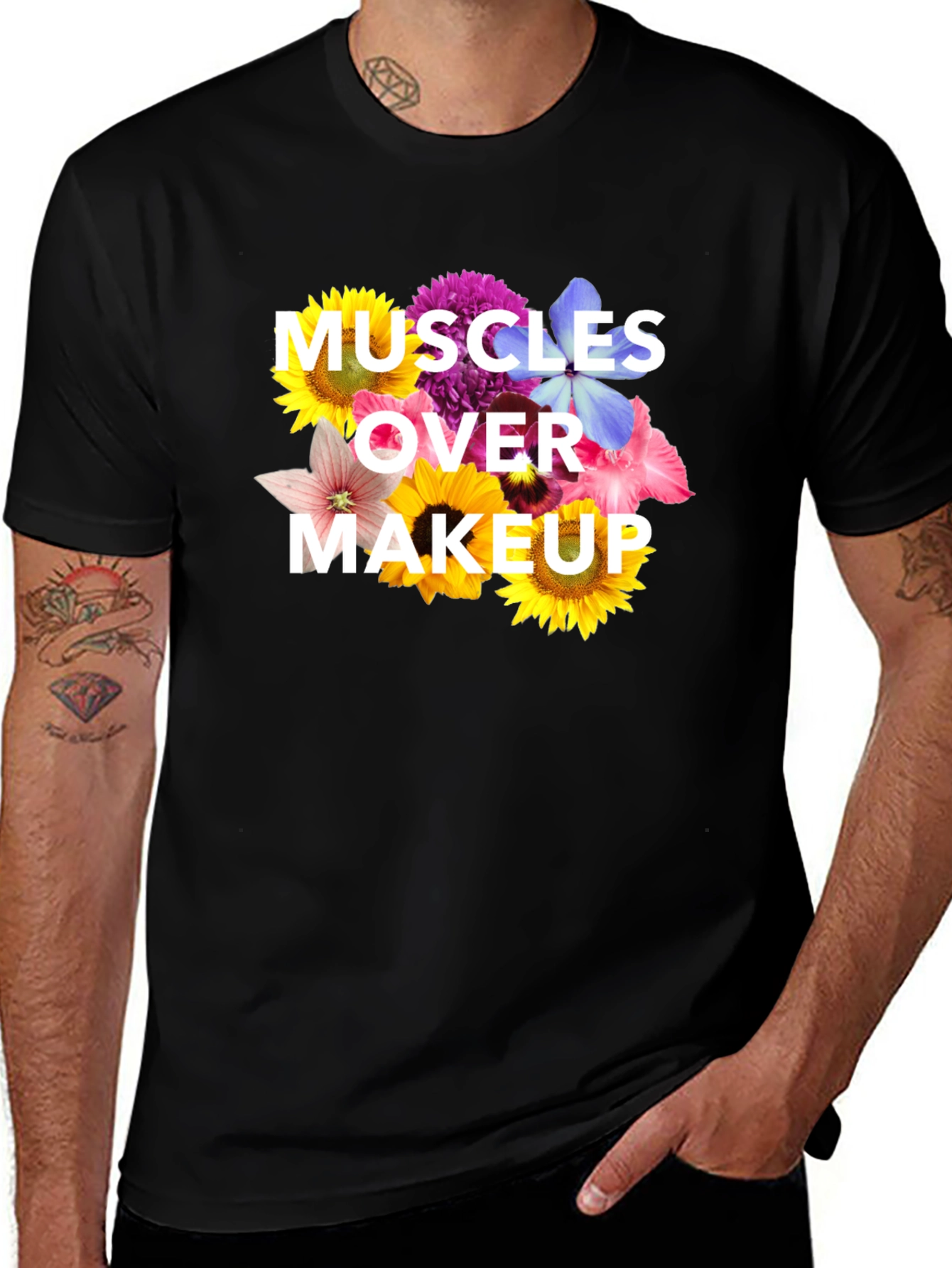 Variant 7 of Muscles Over Makeup Floral T-Shirt