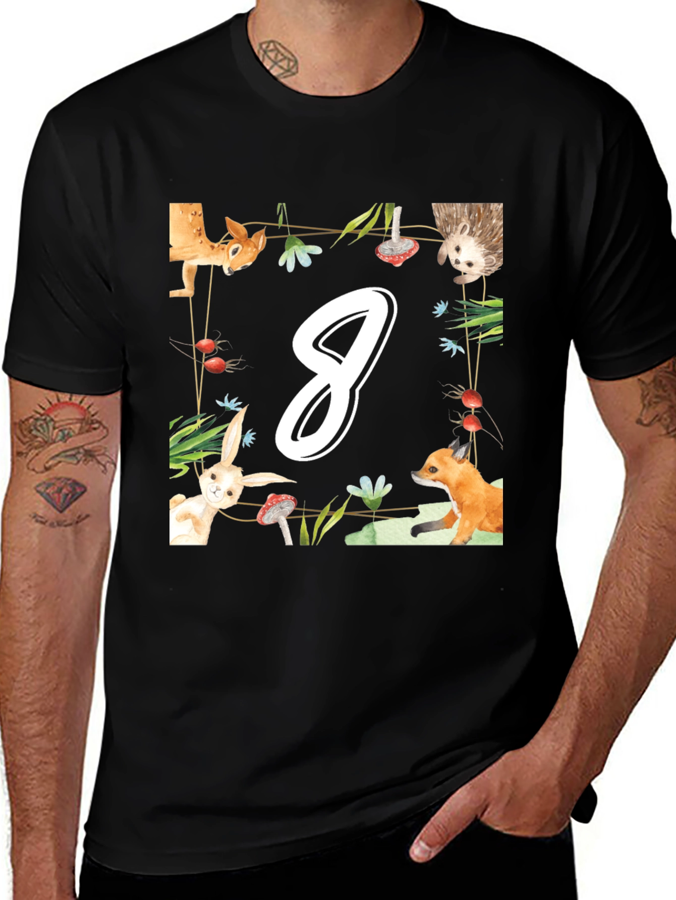 Variant 2 of Cute Animal Number 8 Birthday T-Shirt