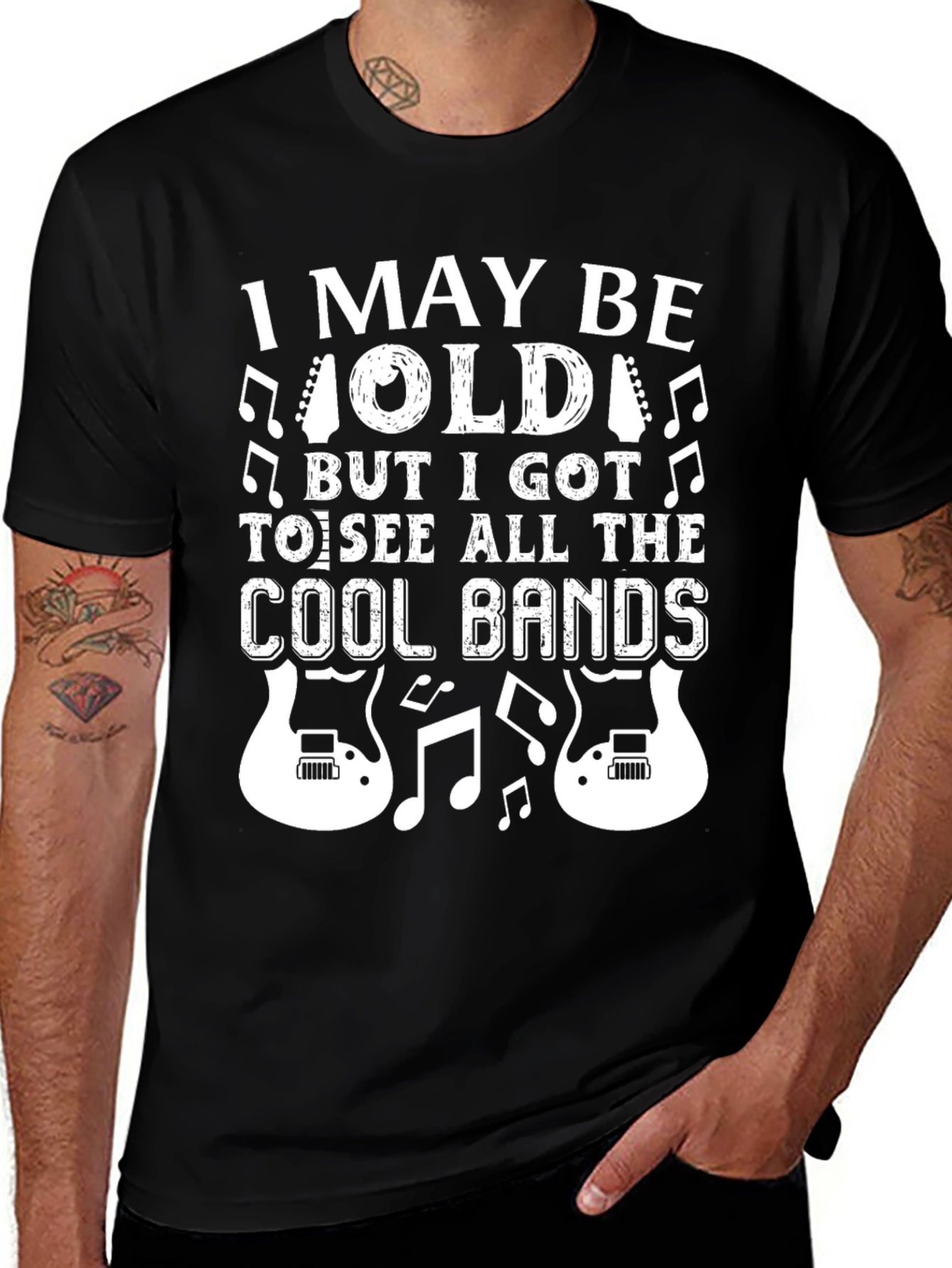 Variant 5 of I May Be Old T-Shirt - Cool Bands Music Guitar