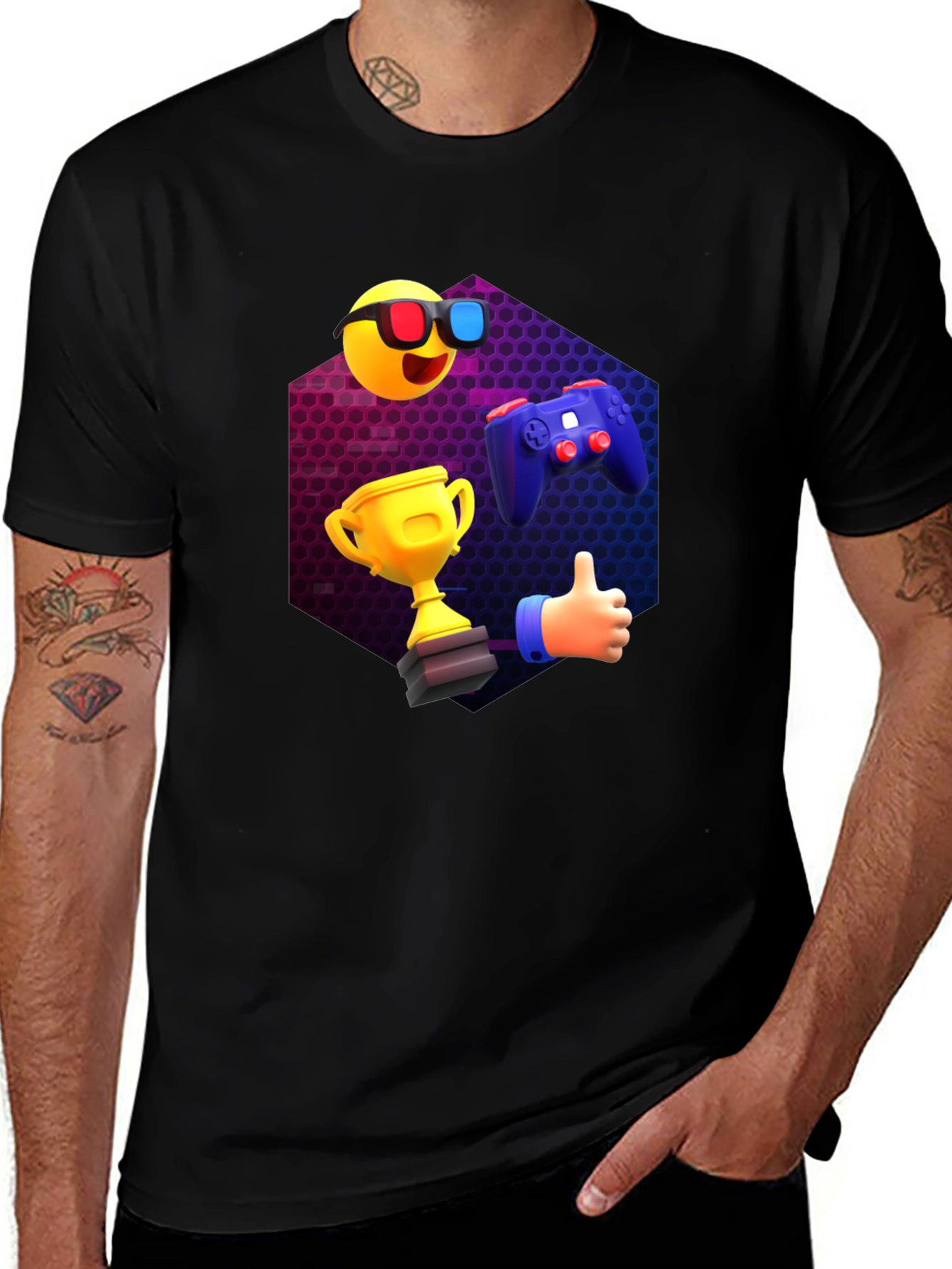 Variant 6 of Gaming Emoji Graphic Tee - Black
